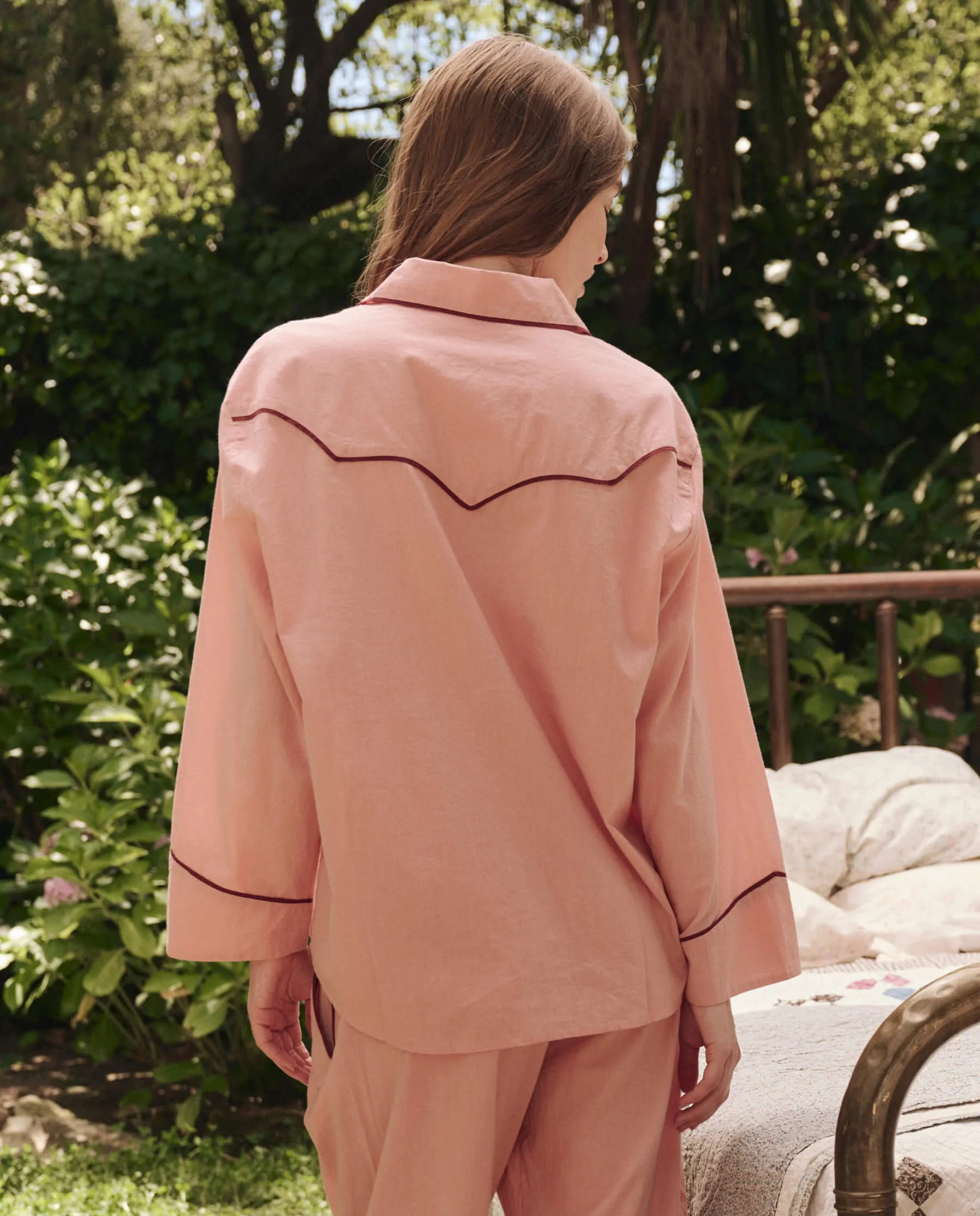 The Western Pajama Shirt. -- Rose Bloom sold by THE GREAT. product image thumbnail 2