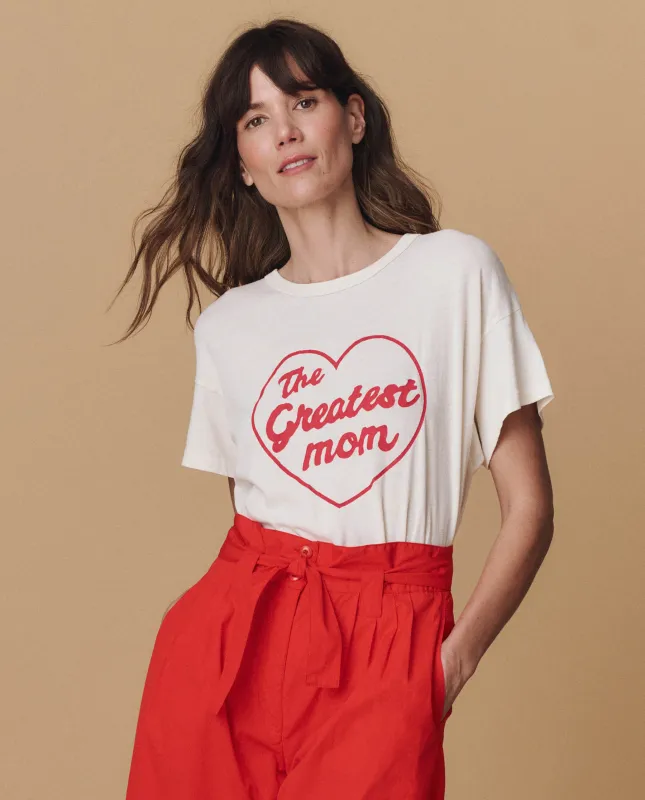 The Boxy Crew. Graphic -- Washed White with The Greatest Mom Graphic sold by THE GREAT.