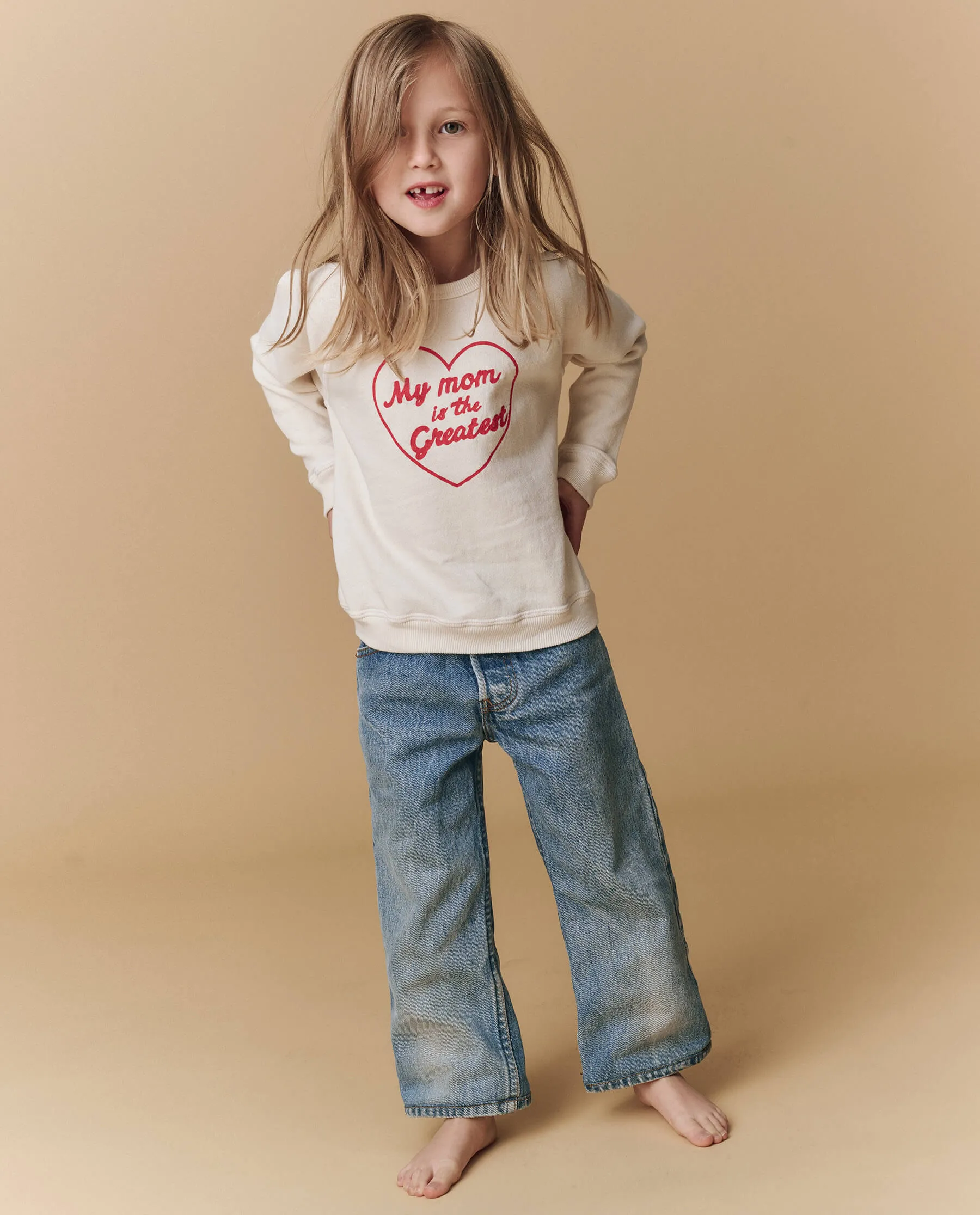 The Little College Sweatshirt. Graphic -- Washed White My Mom Is The Greatest Graphic sold by THE GREAT. product image thumbnail 4