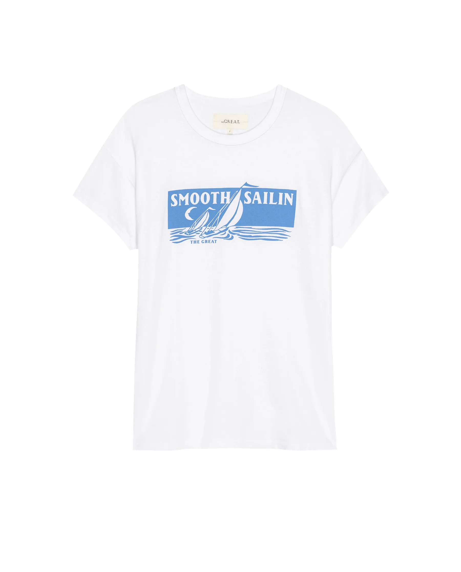 The Boxy Crew. Graphic -- True White with Smooth Sailin Graphic sold by THE GREAT. product image thumbnail 5