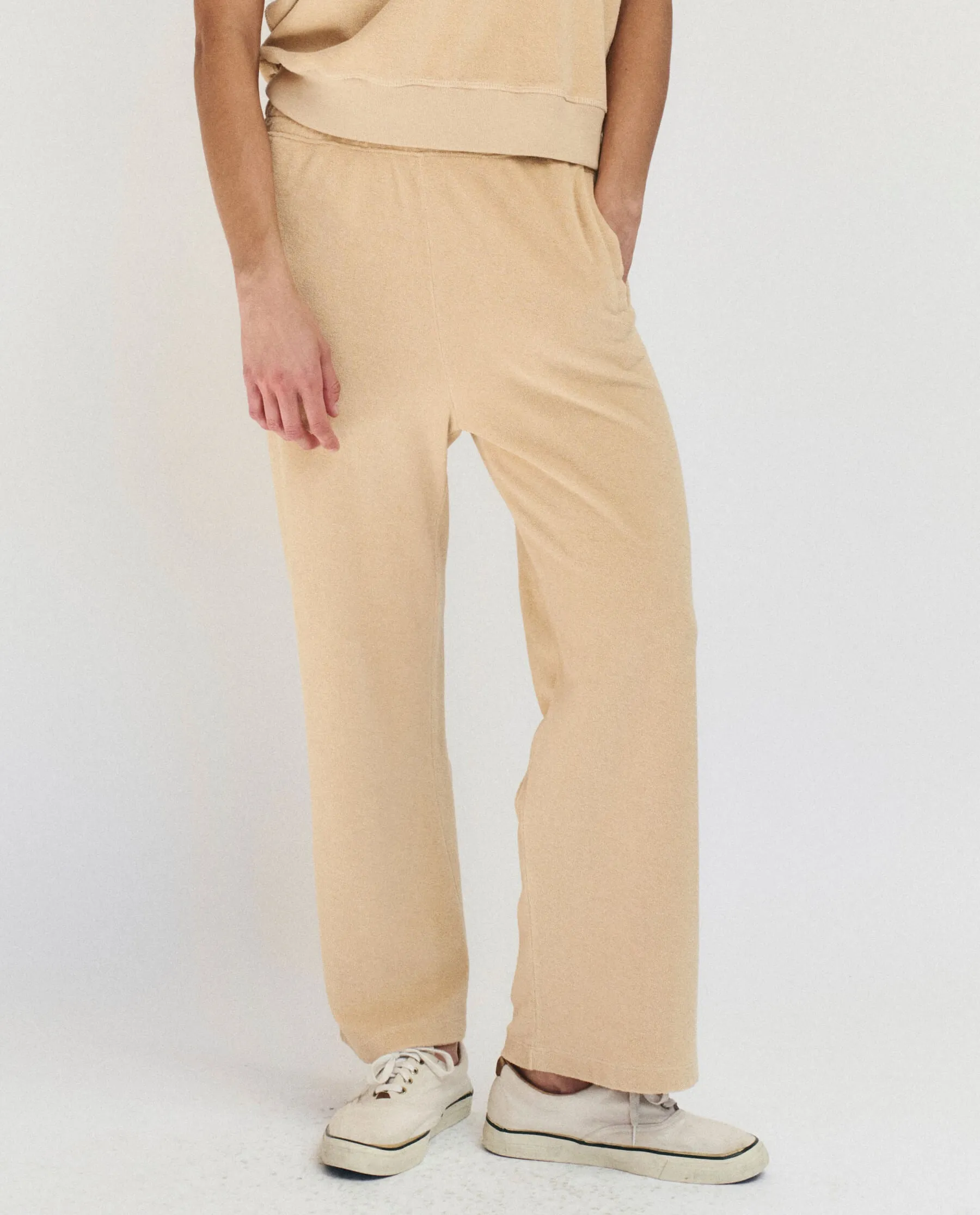 The Micro Terry Victory Sweatpant. -- Chamois sold by THE GREAT.