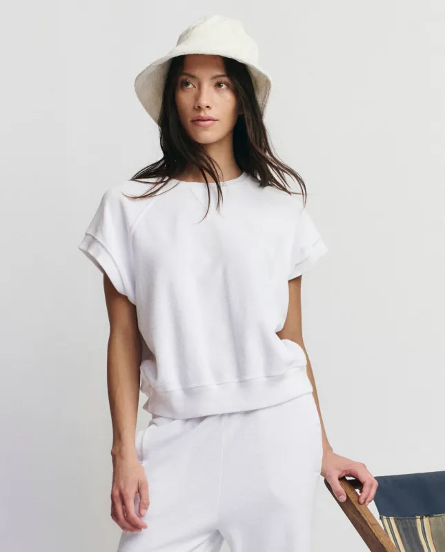 The Micro Terry Wedge Sweatshirt. -- True White sold by THE GREAT.