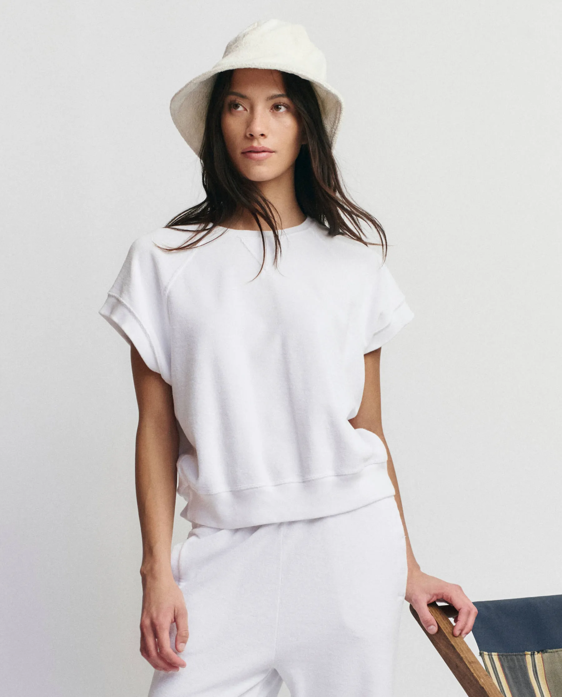 The Micro Terry Wedge Sweatshirt. -- True White sold by THE GREAT.