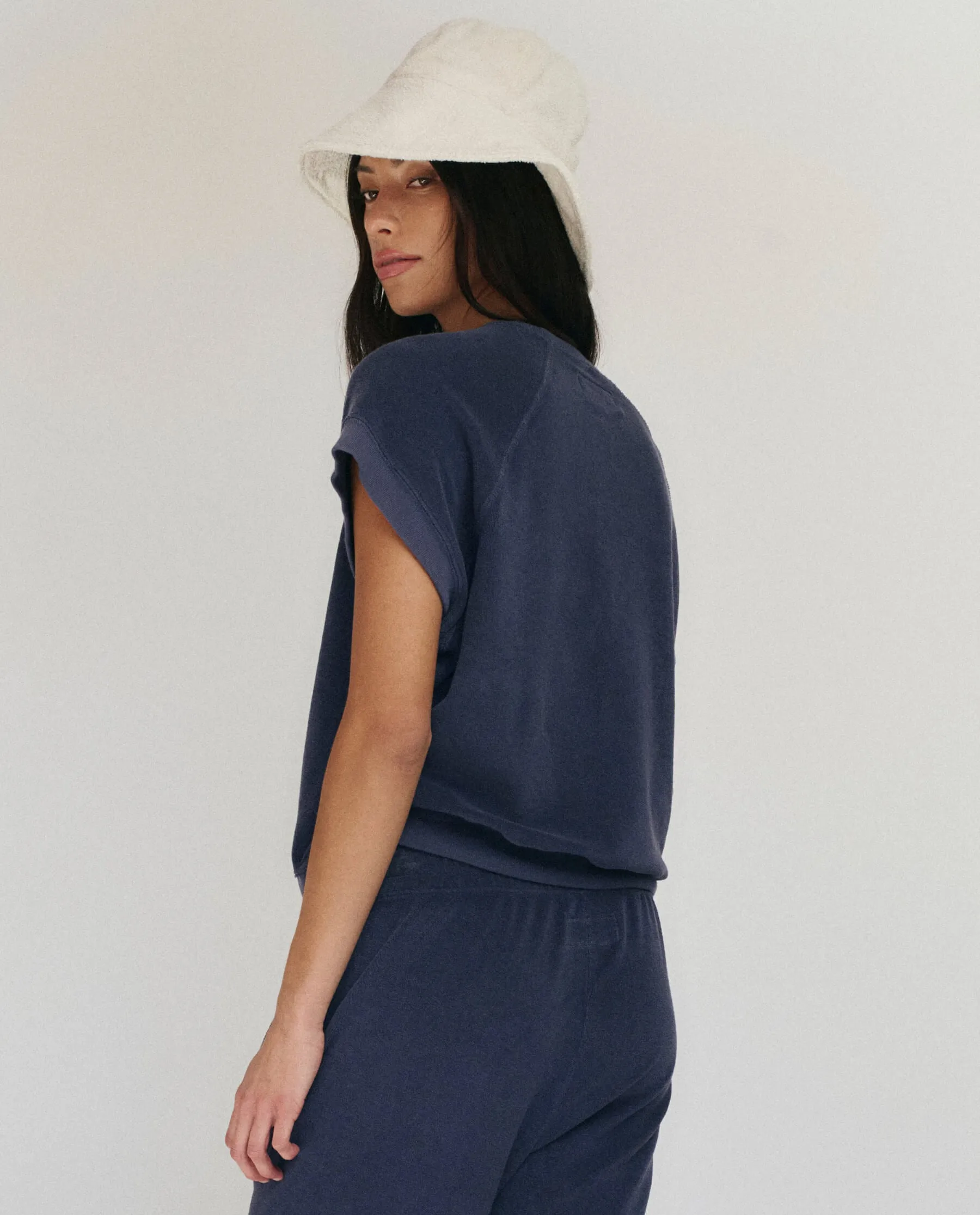 The Micro Terry Wedge Sweatshirt. -- Vintage Blue sold by THE GREAT. product image thumbnail 3