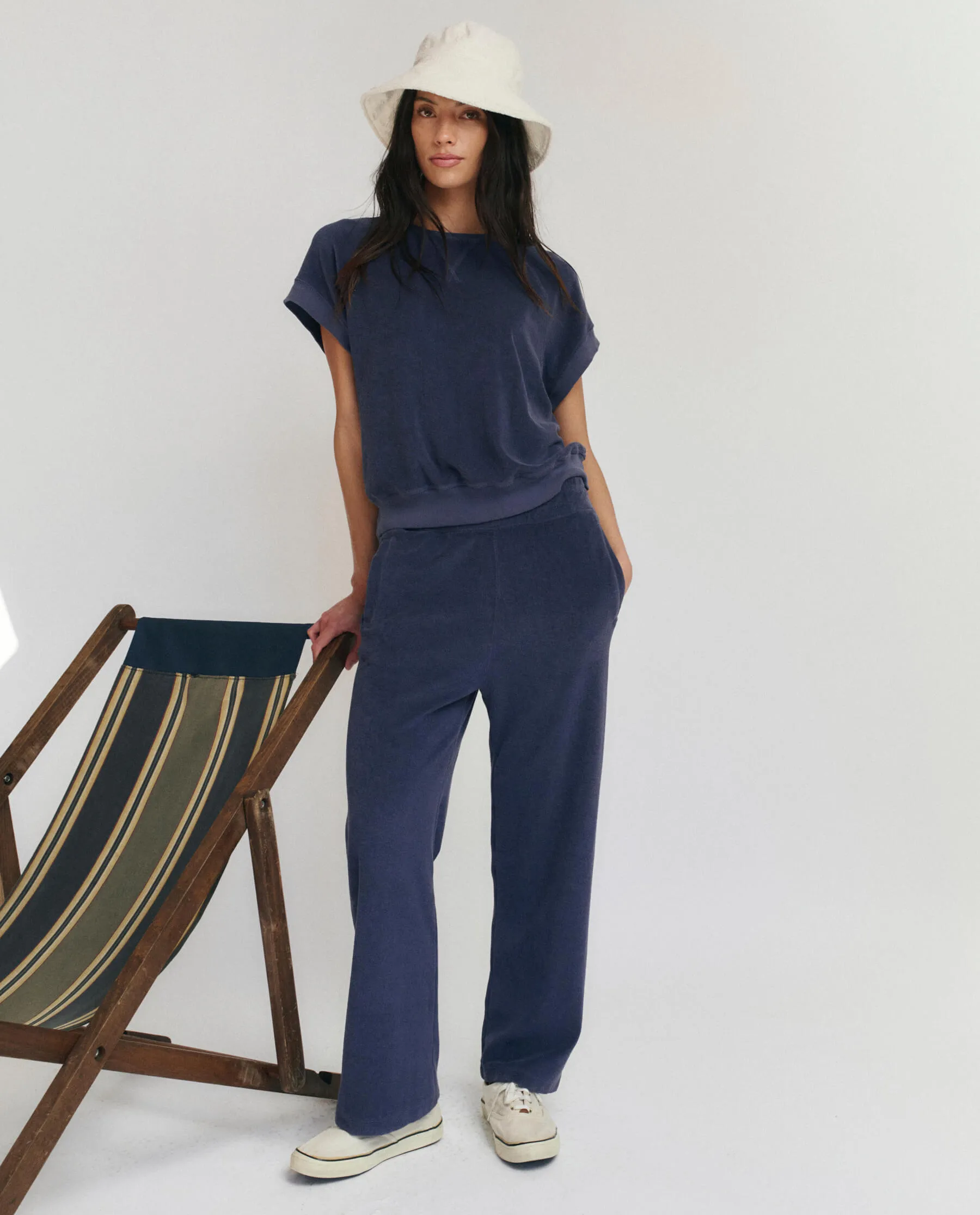 The Micro Terry Victory Sweatpant. -- Vintage Blue sold by THE GREAT. product image thumbnail 3