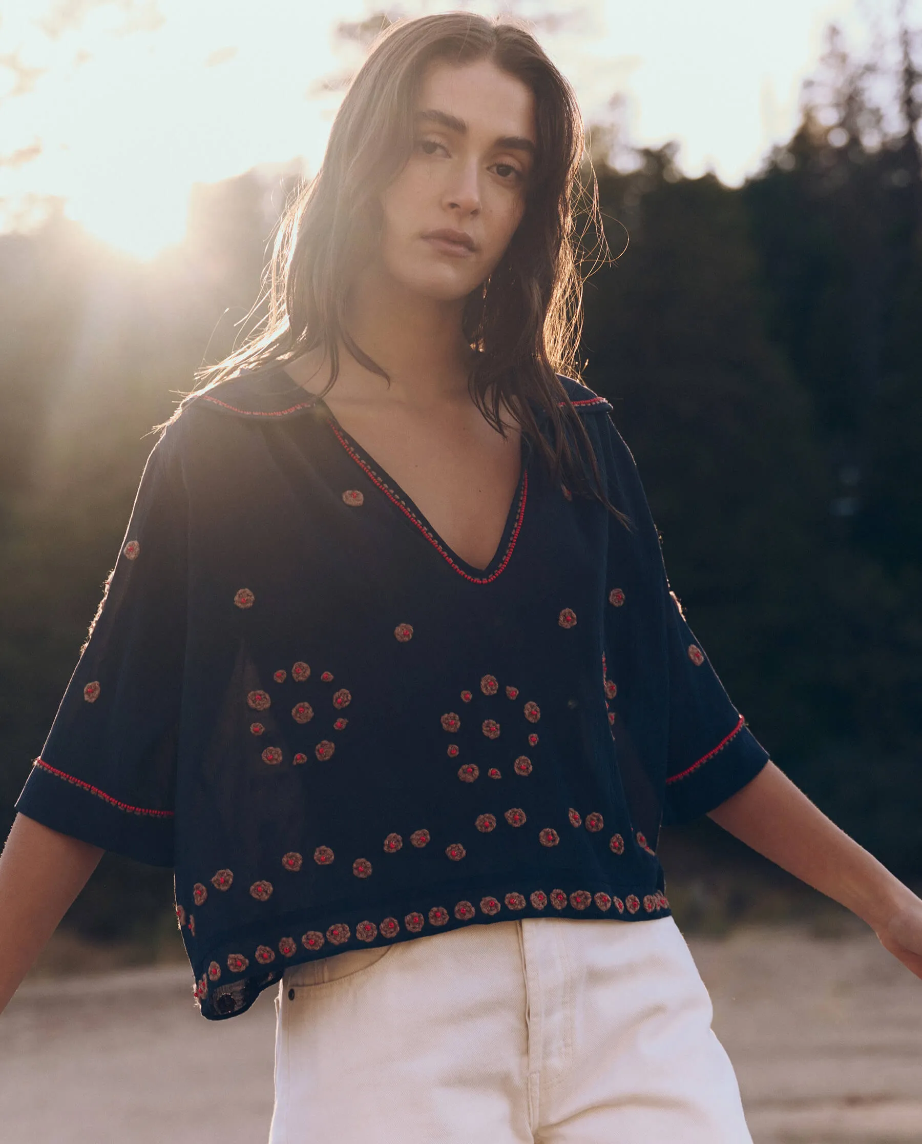 The Beaded Vintage Sailor Top. -- Navy sold by THE GREAT. product image thumbnail 4