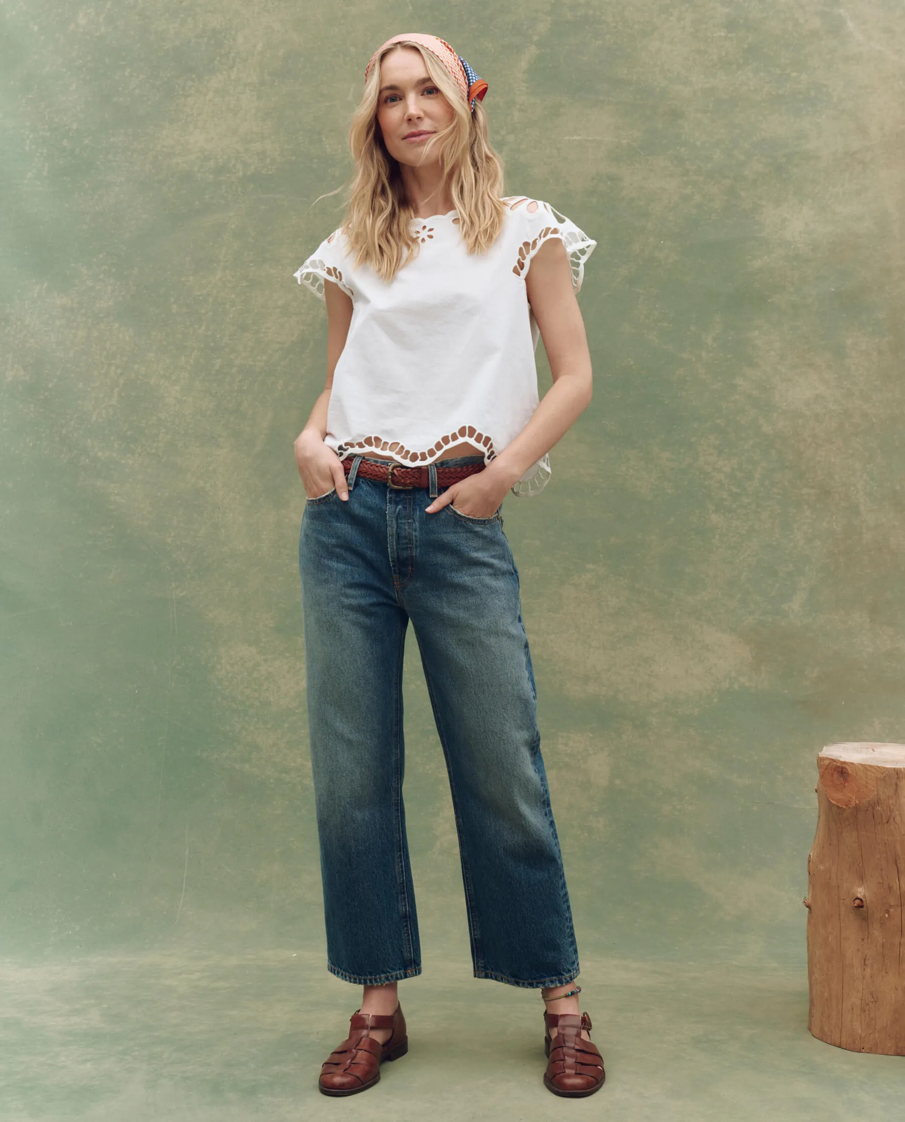 The Super Bloom Eyelet Top. -- White sold by THE GREAT. product image thumbnail 4