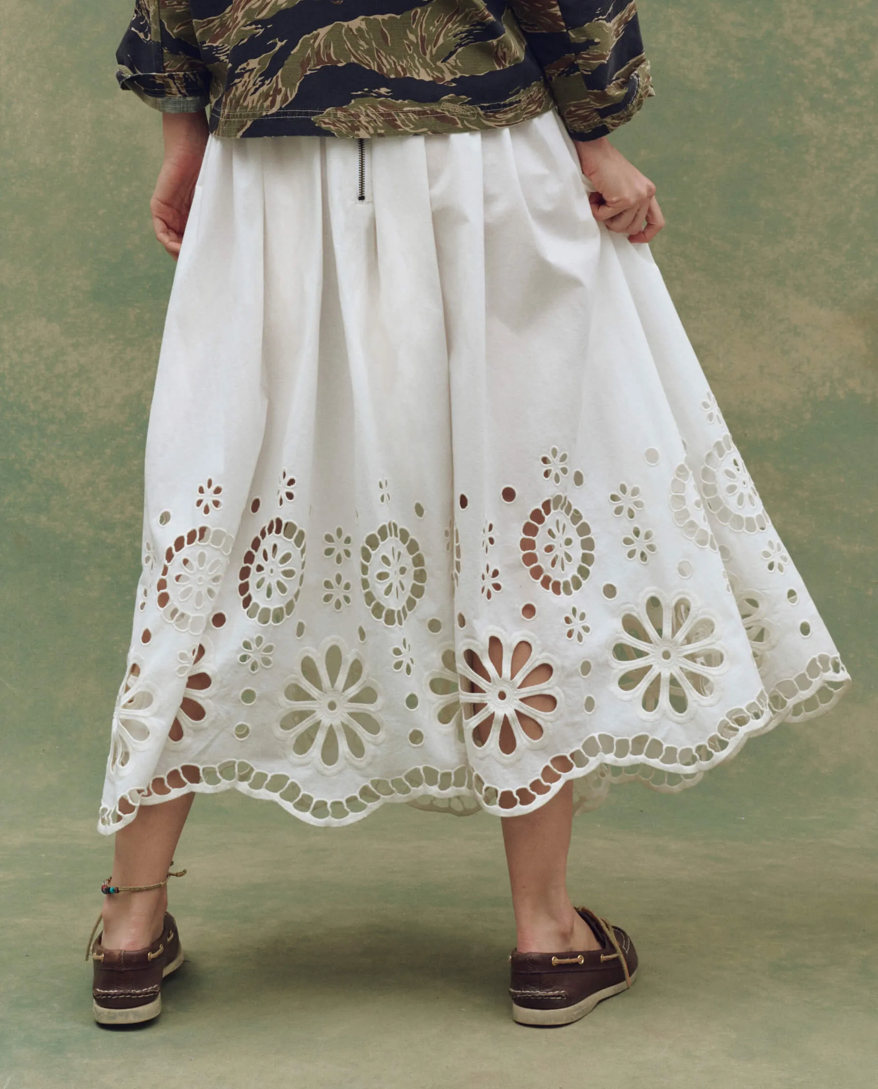 The Super Bloom Eyelet Skirt. -- White sold by THE GREAT. product image thumbnail 4