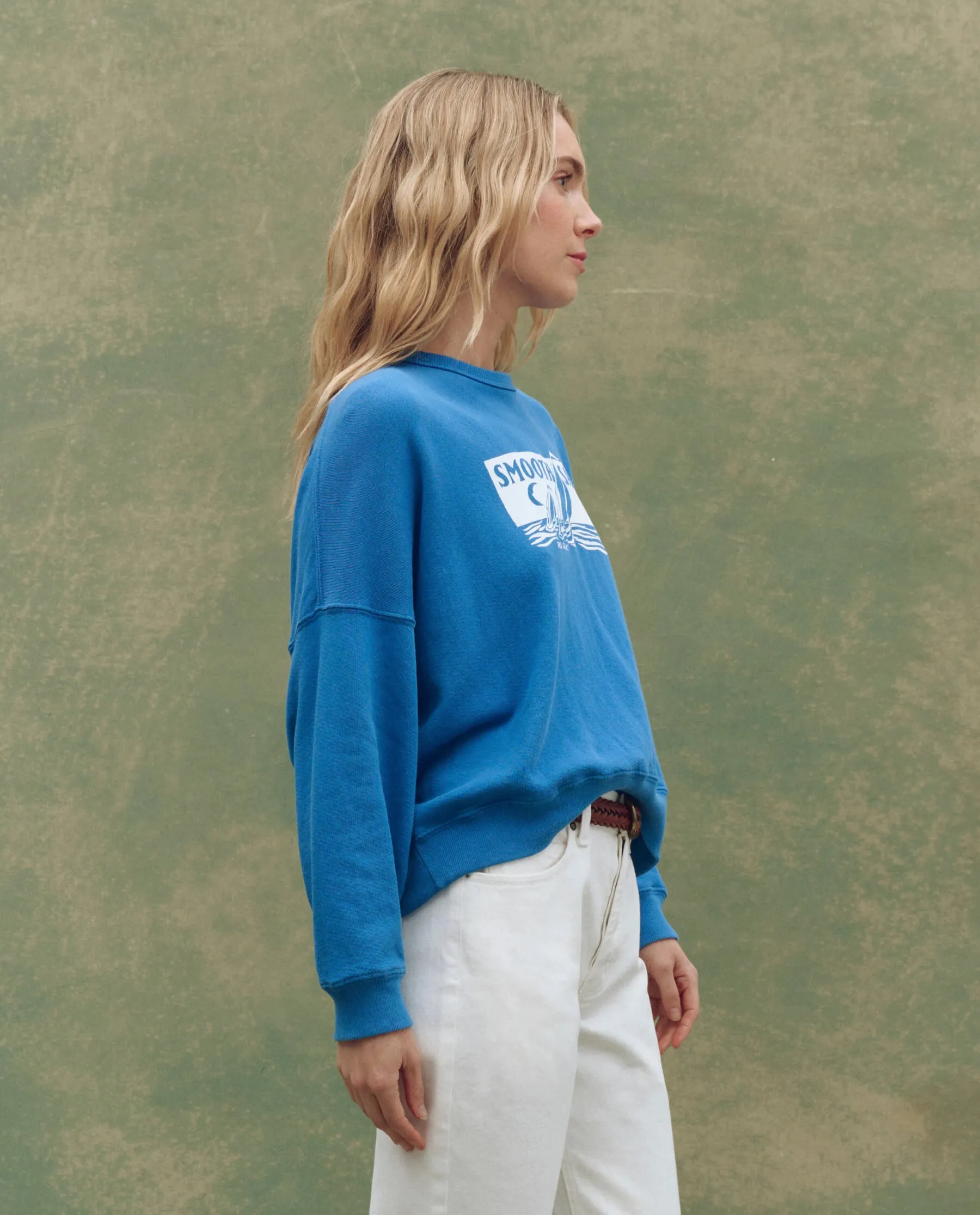 The Teammate Sweatshirt. Graphic -- Pool Blue with Smooth Sailin Graphic sold by THE GREAT. product image thumbnail 3