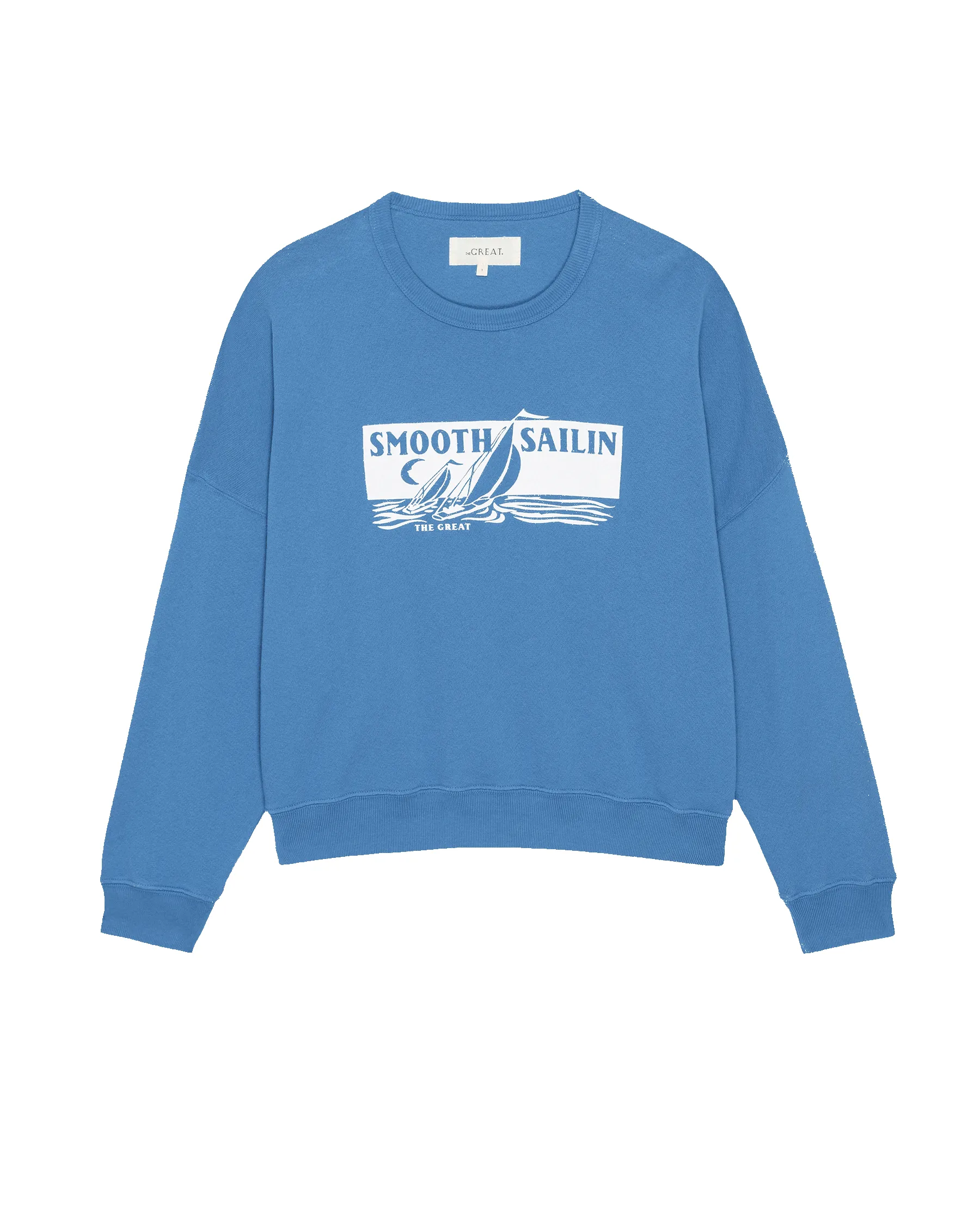 The Teammate Sweatshirt. Graphic -- Pool Blue with Smooth Sailin Graphic sold by THE GREAT. product image thumbnail 5
