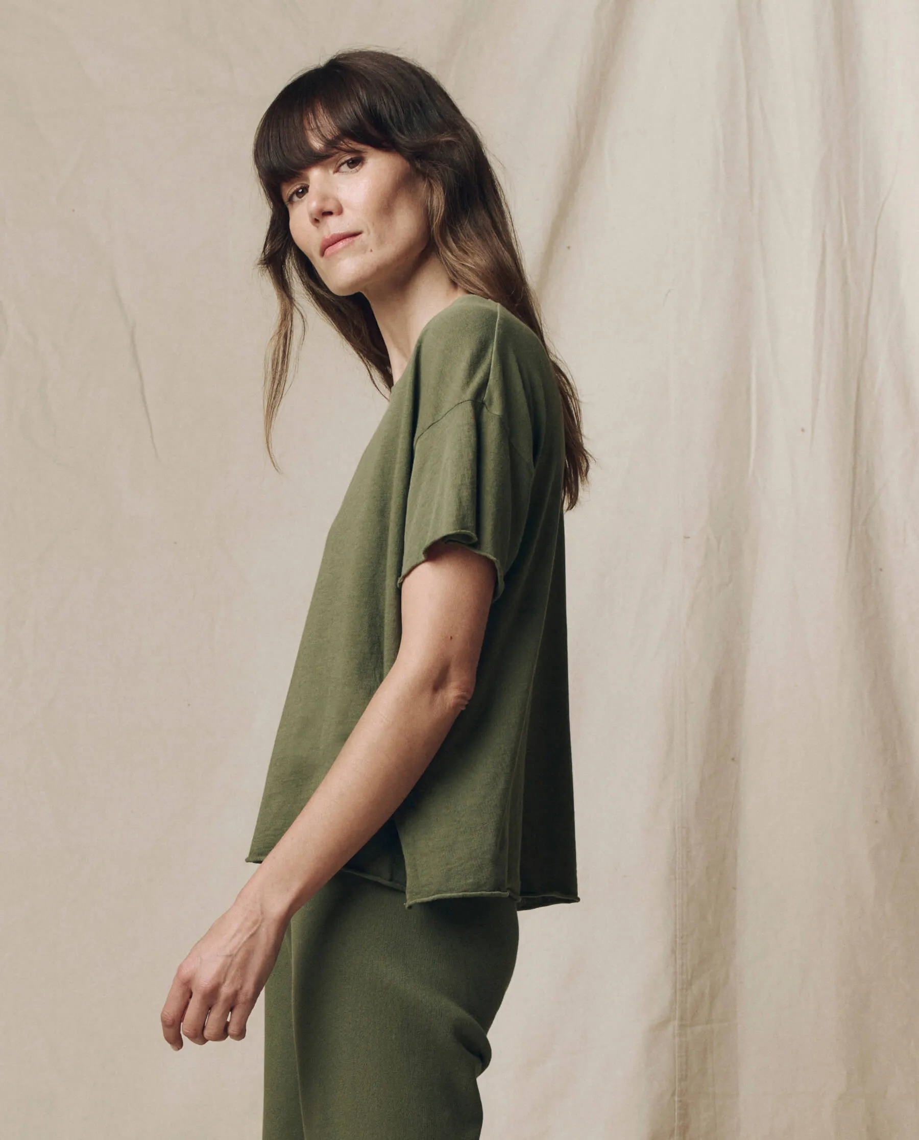 The Crop Tee. Solid -- Heritage Army sold by THE GREAT. product image thumbnail 3