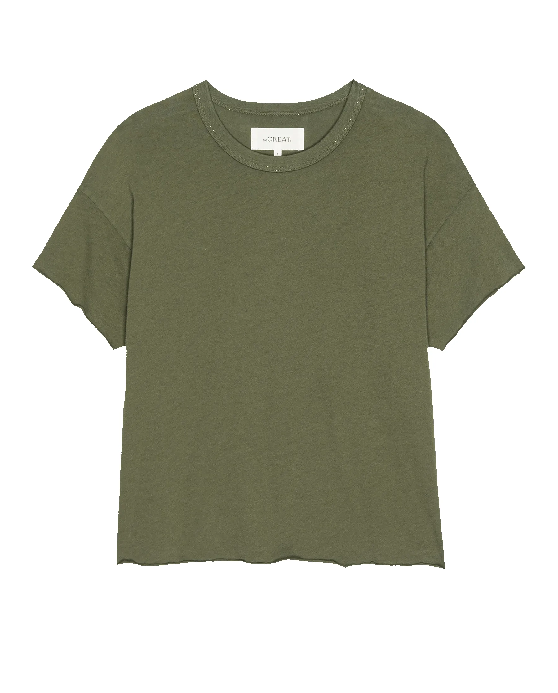 The Crop Tee. Solid -- Heritage Army sold by THE GREAT. product image thumbnail 5