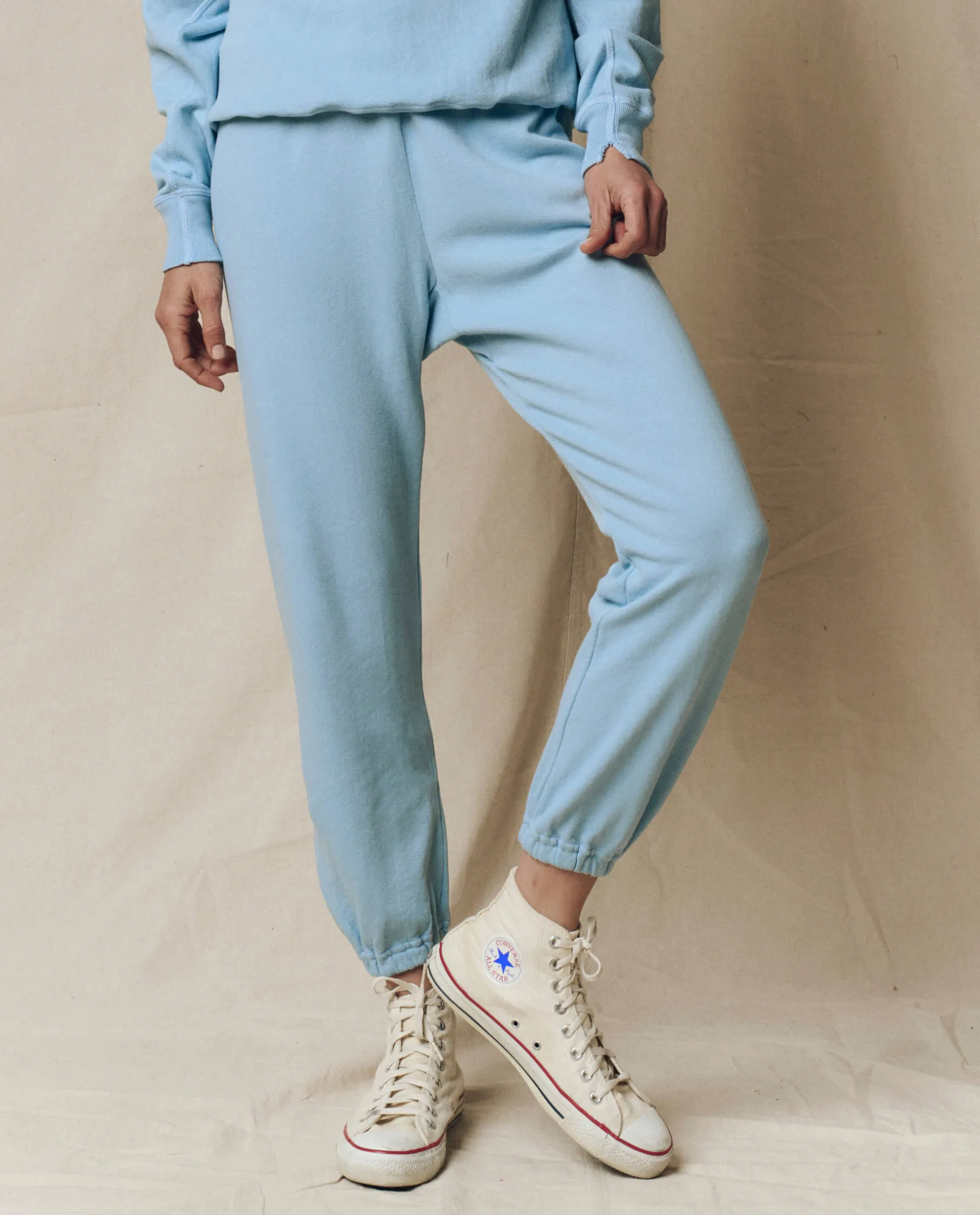 The Stadium Sweatpant. Solid -- Vista Blue sold by THE GREAT.