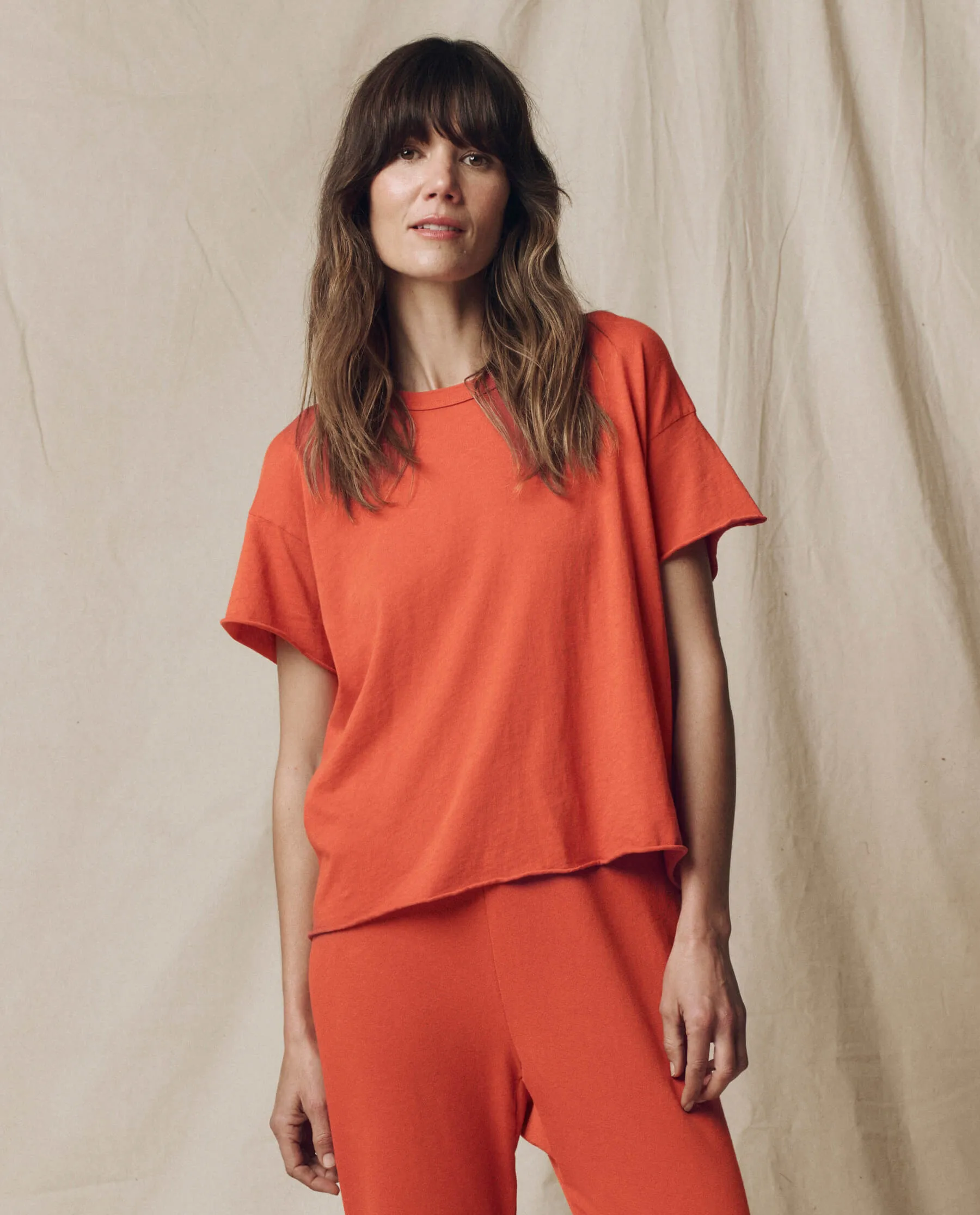 The Crop Tee. Solid -- Desert Clay sold by THE GREAT.