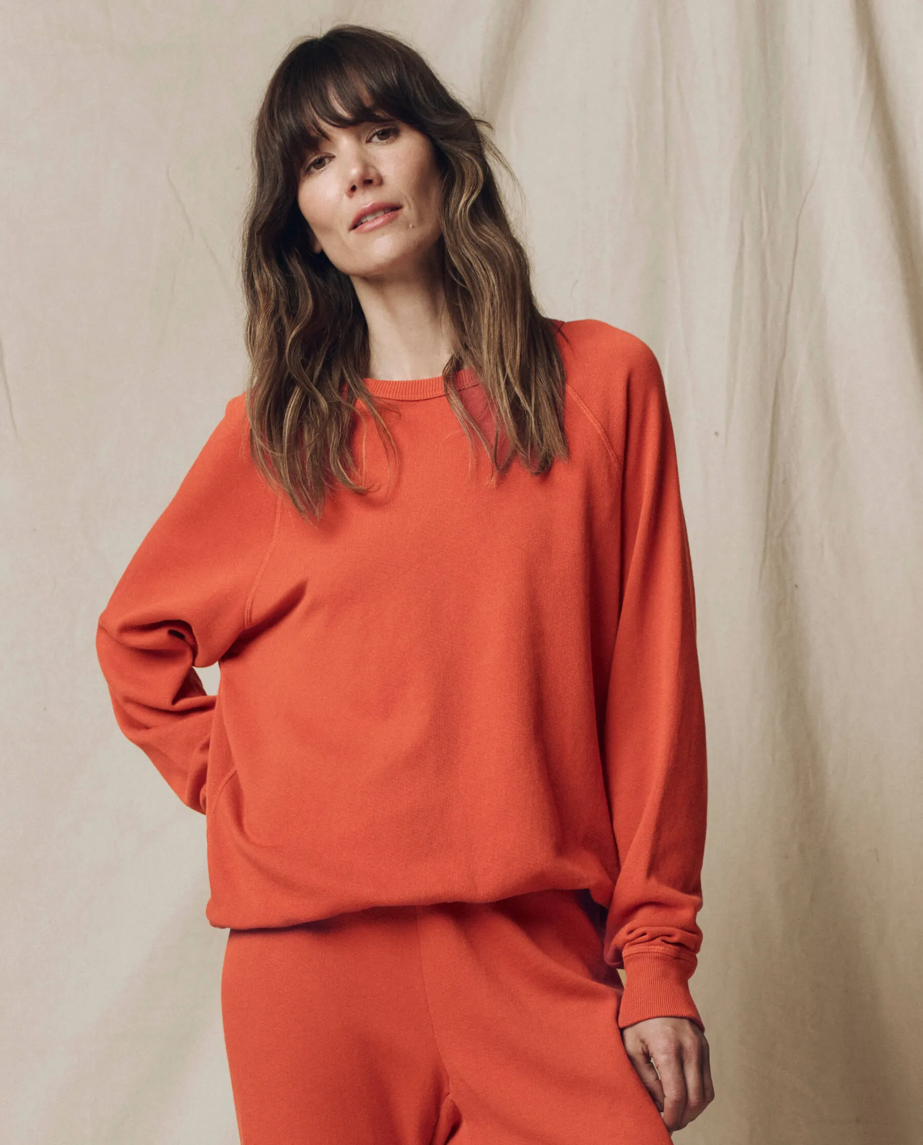 The College Sweatshirt. Solid -- Desert Clay sold by THE GREAT.