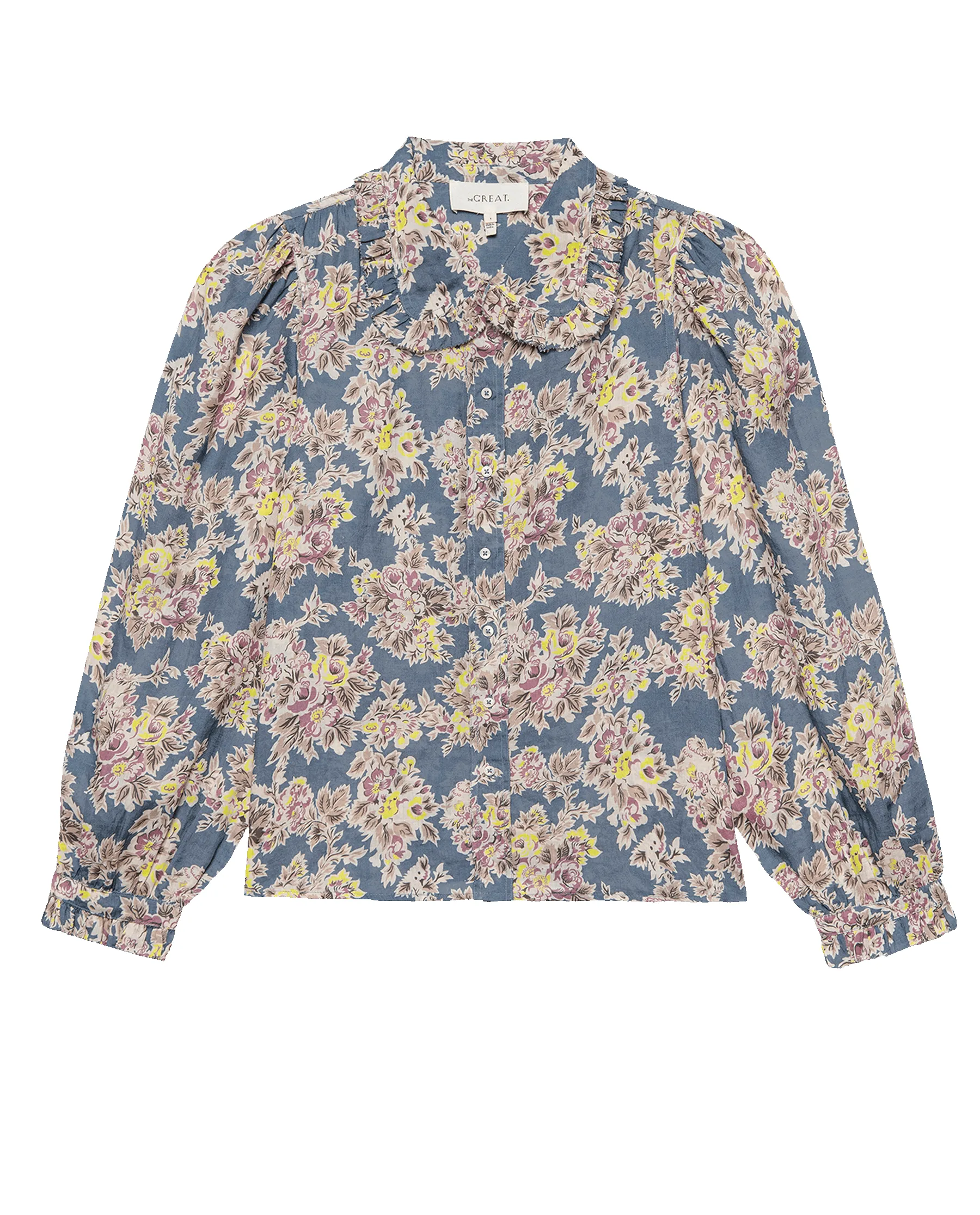 The Hemingway Top. -- Indigo Floral sold by THE GREAT. product image thumbnail 4