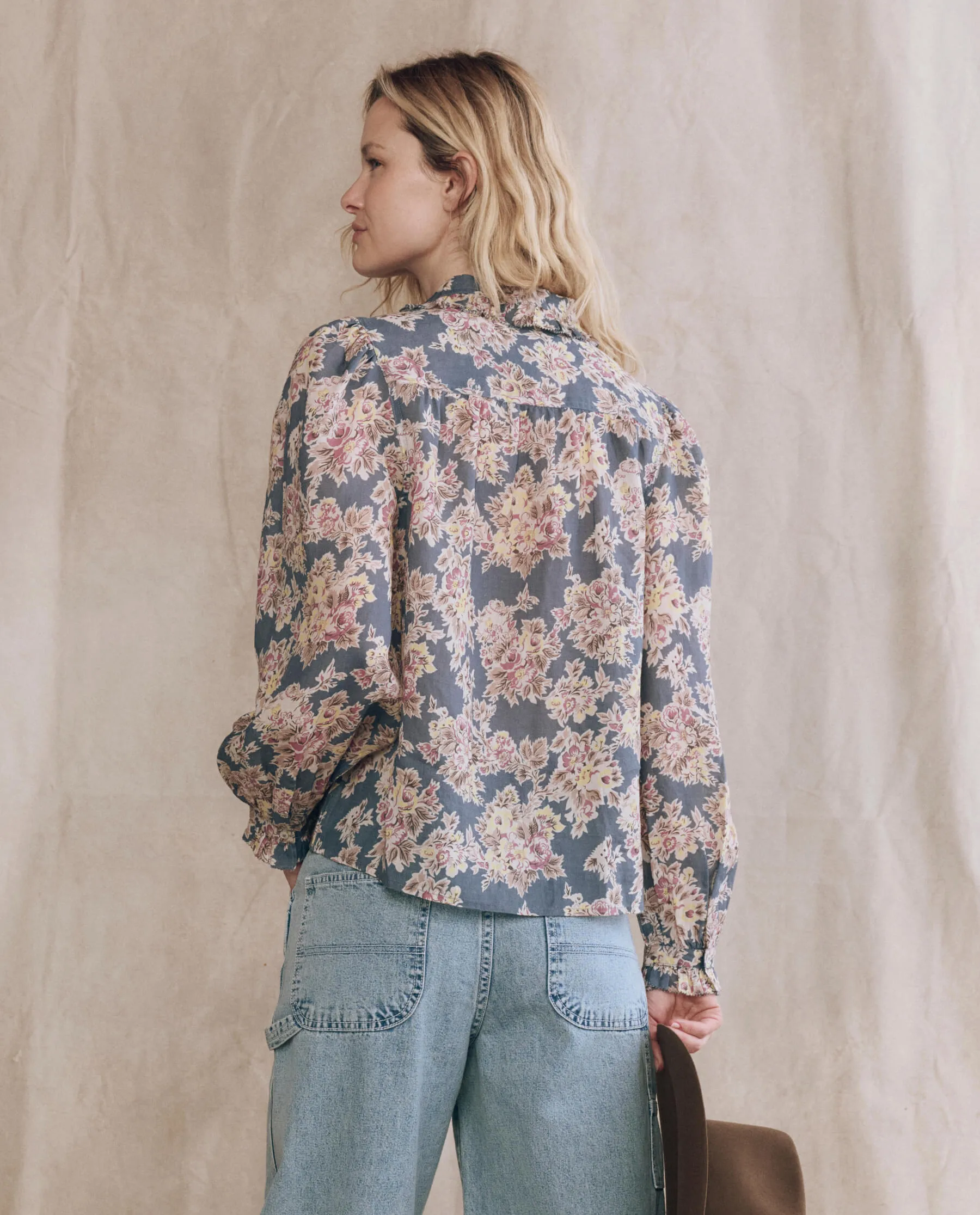 The Hemingway Top. -- Indigo Floral sold by THE GREAT. product image thumbnail 2