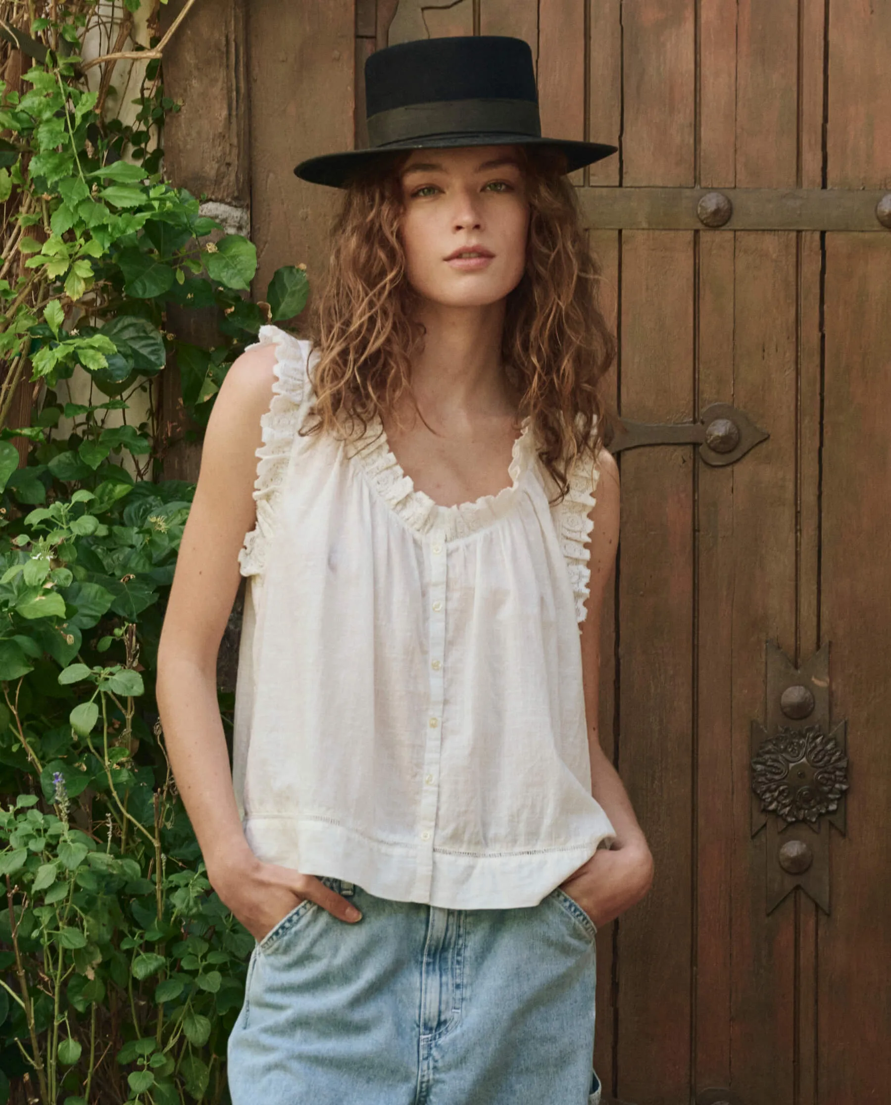 The Vignette Top. -- White sold by THE GREAT.