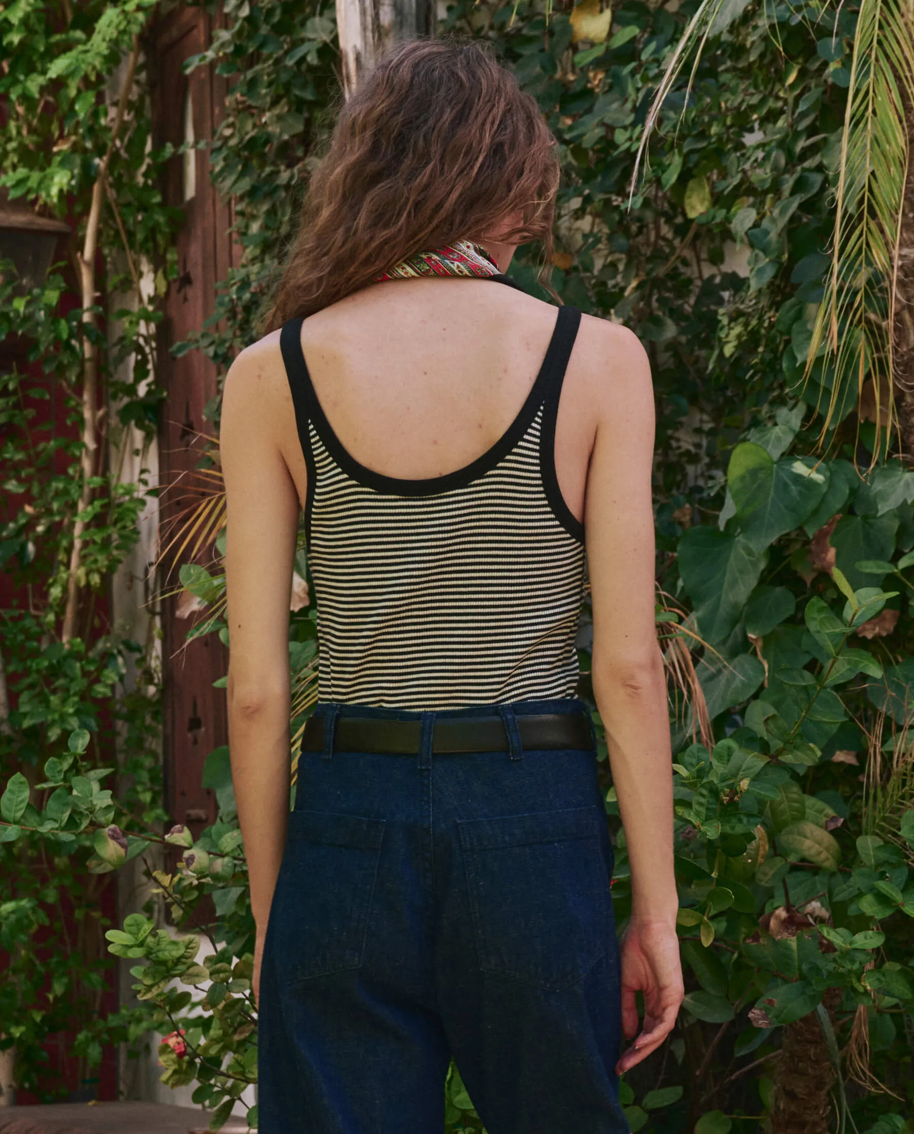 The Henley Slim Tank. -- Black & Cream Stripe sold by THE GREAT. product image thumbnail 2