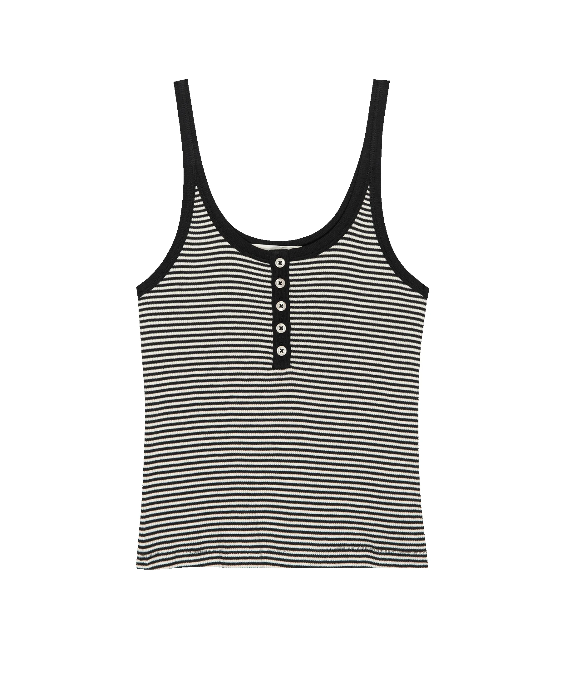 The Henley Slim Tank. -- Black & Cream Stripe sold by THE GREAT. product image thumbnail 5