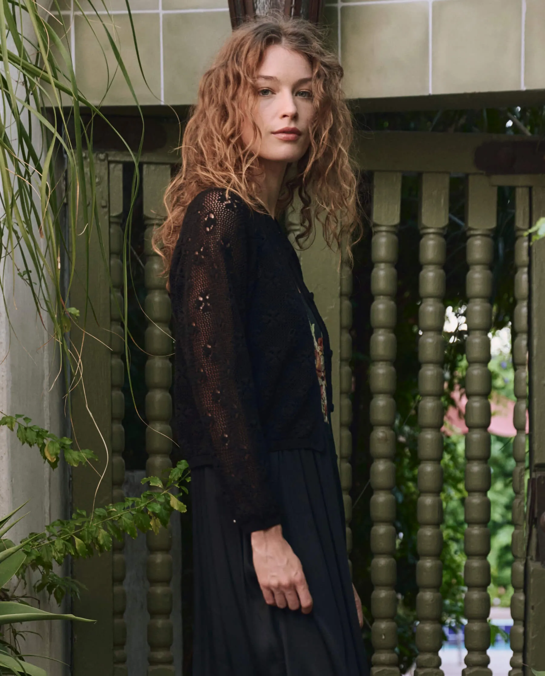 The Crochet Cardigan. -- Black sold by THE GREAT. product image thumbnail 3