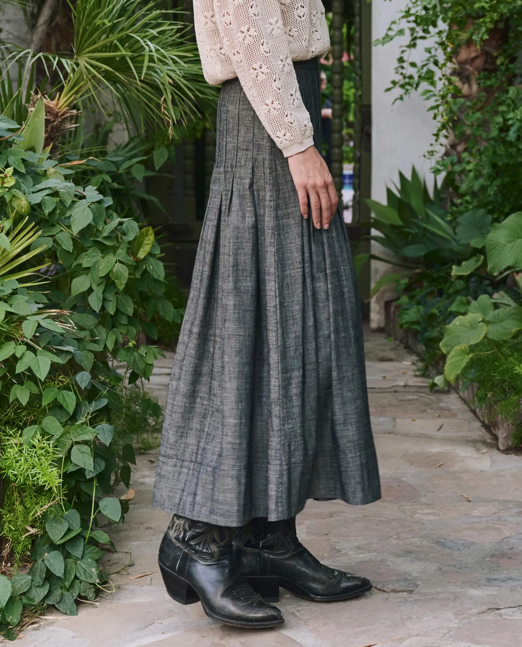 The Rhythm Skirt. -- Smoke Wash sold by THE GREAT. product image thumbnail 3
