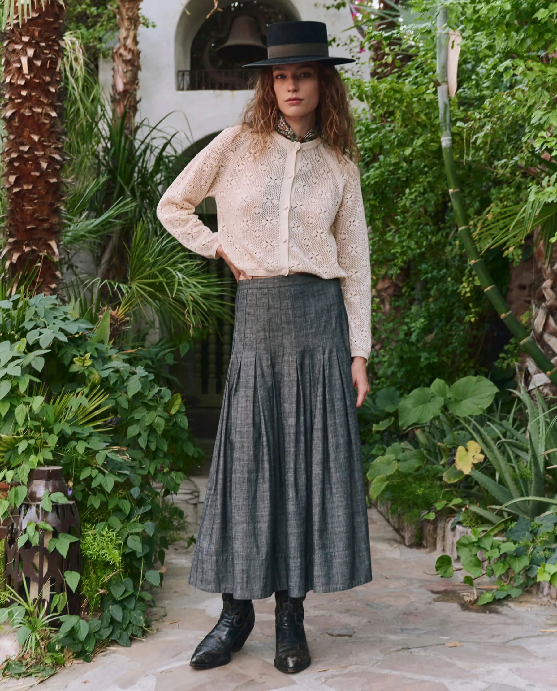 The Rhythm Skirt. -- Smoke Wash sold by THE GREAT. product image thumbnail 4