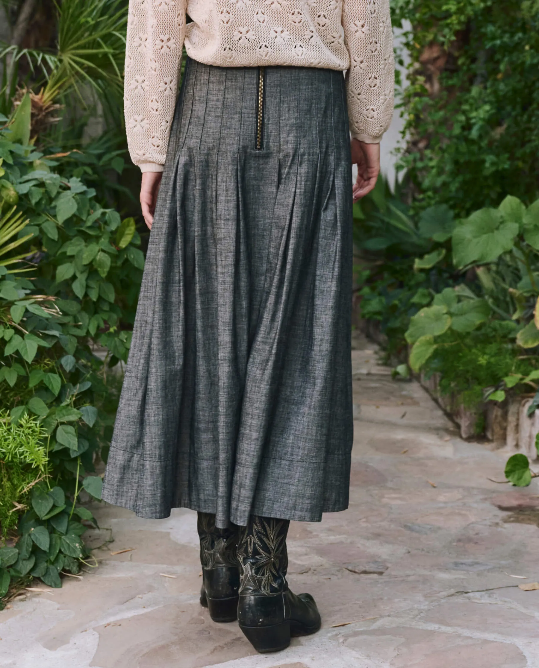 The Rhythm Skirt. -- Smoke Wash sold by THE GREAT. product image thumbnail 2