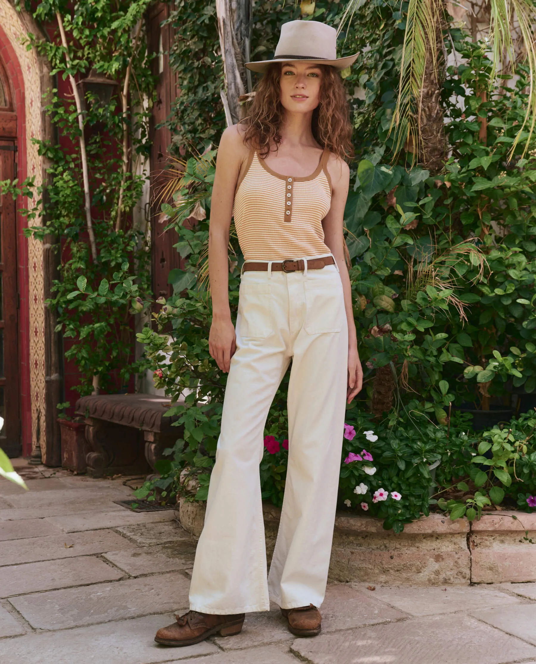 The Henley Slim Tank. -- Bronze Stripe sold by THE GREAT. product image thumbnail 4