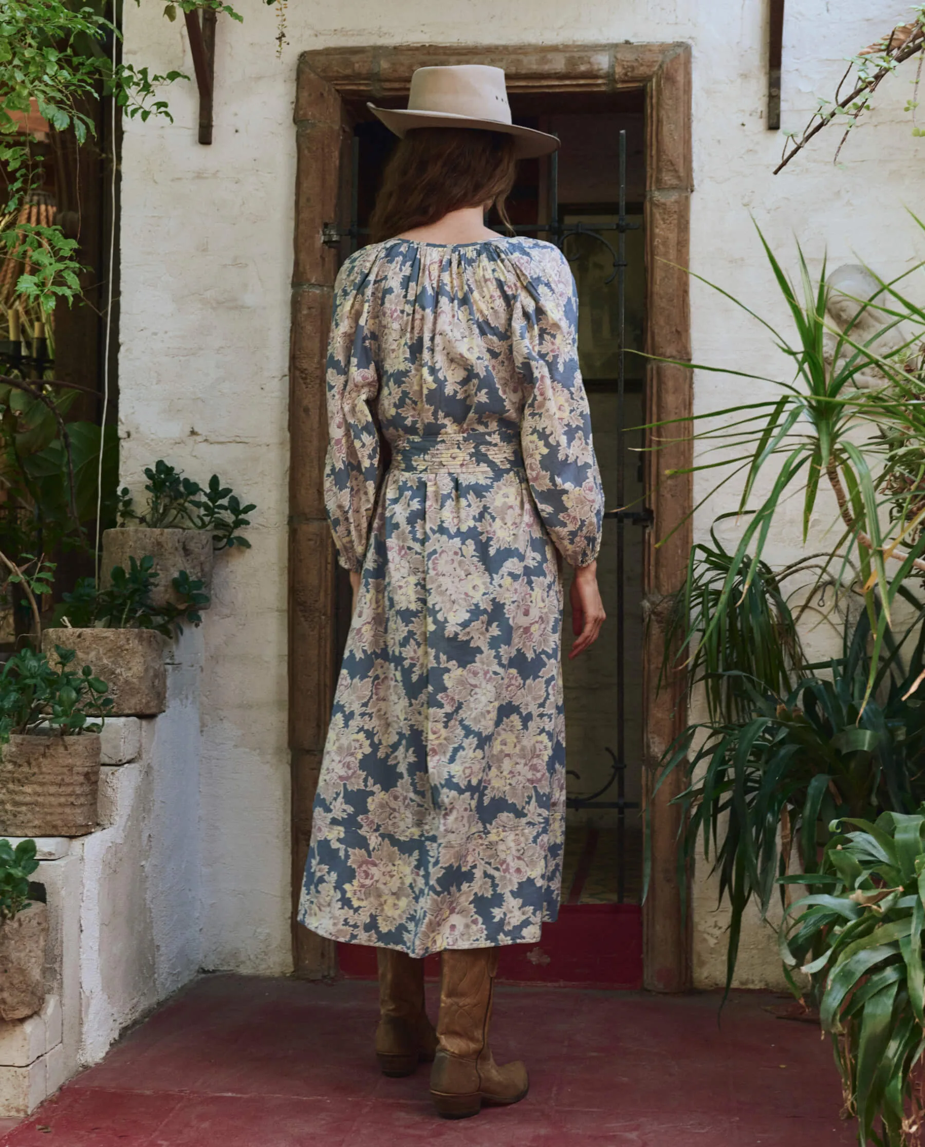 The Pampas Dress. -- Indigo Floral sold by THE GREAT. product image thumbnail 2