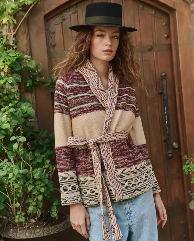 The Riding Cardigan. -- Rusted Red Multi sold by THE GREAT.