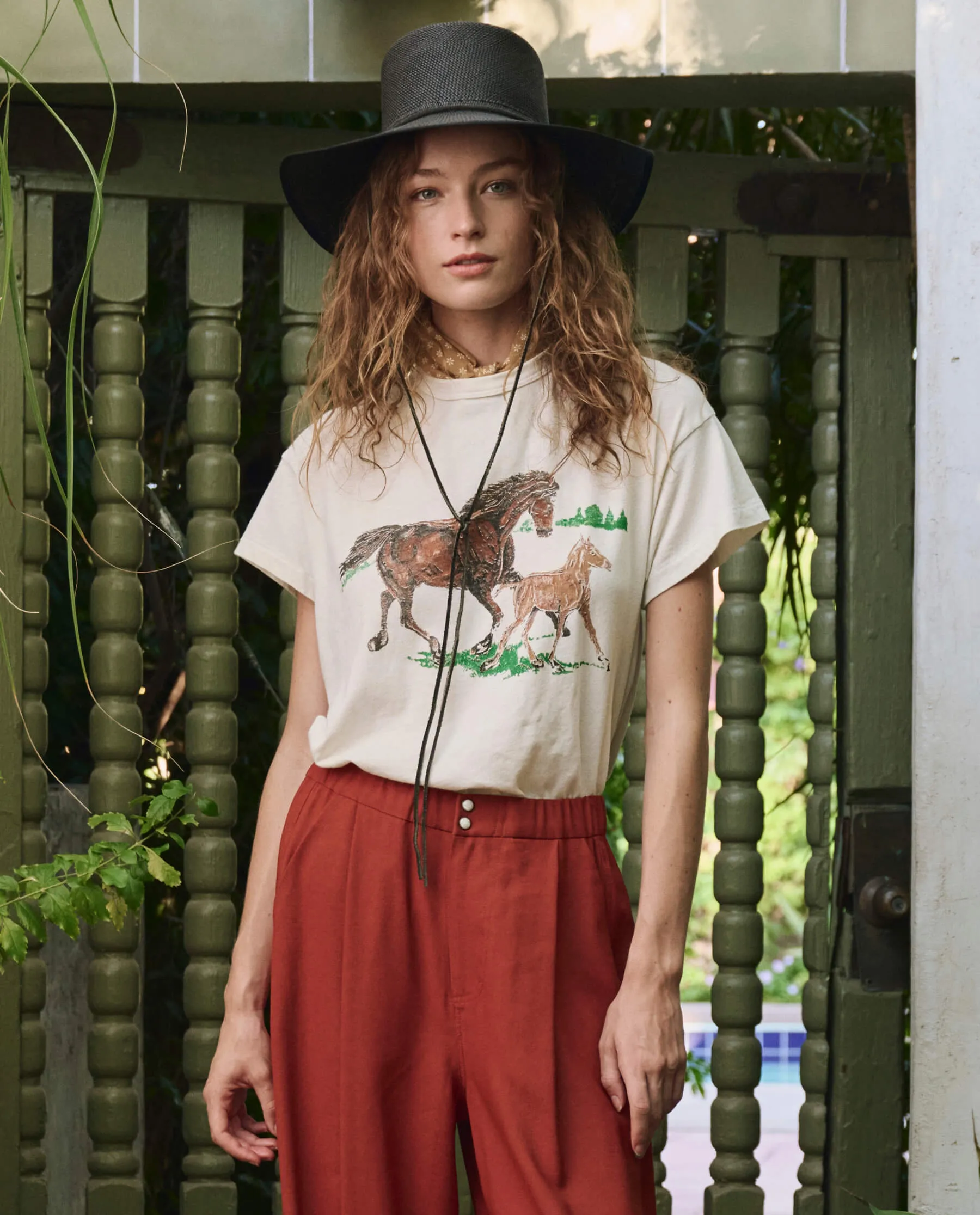 The Boxy Crew. Graphic -- Washed White with Running Horses sold by THE GREAT. product image thumbnail 4