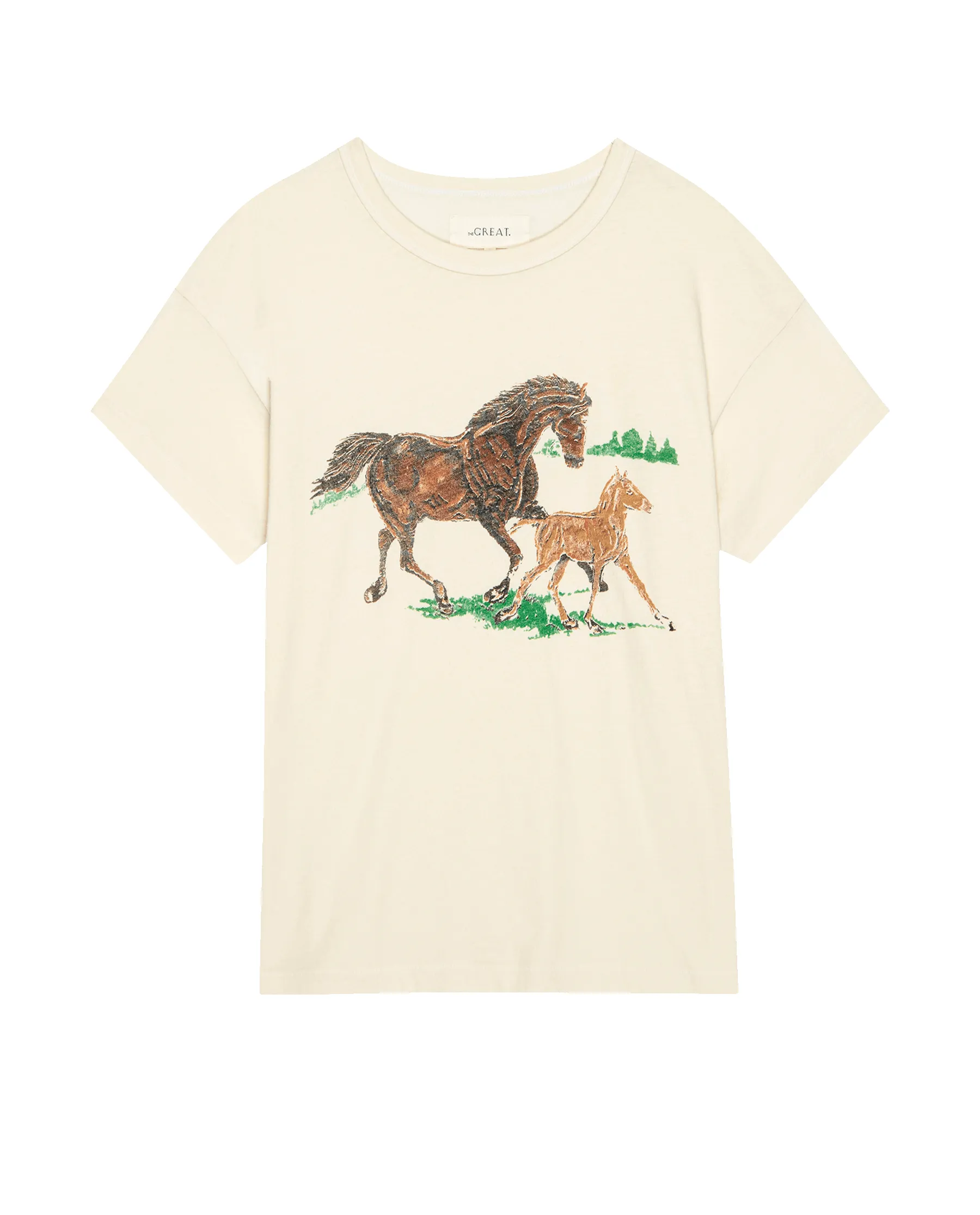 The Boxy Crew. Graphic -- Washed White with Running Horses sold by THE GREAT. product image thumbnail 5
