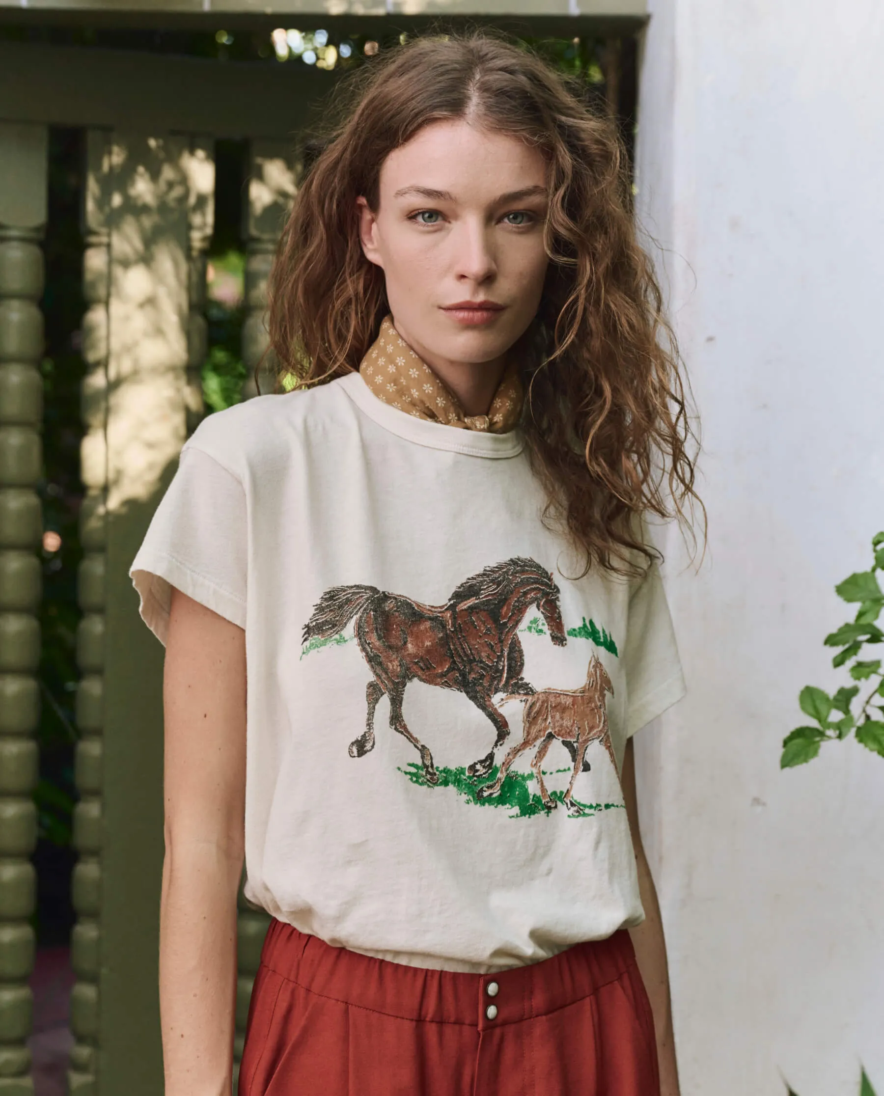 The Boxy Crew. Graphic -- Washed White with Running Horses sold by THE GREAT.