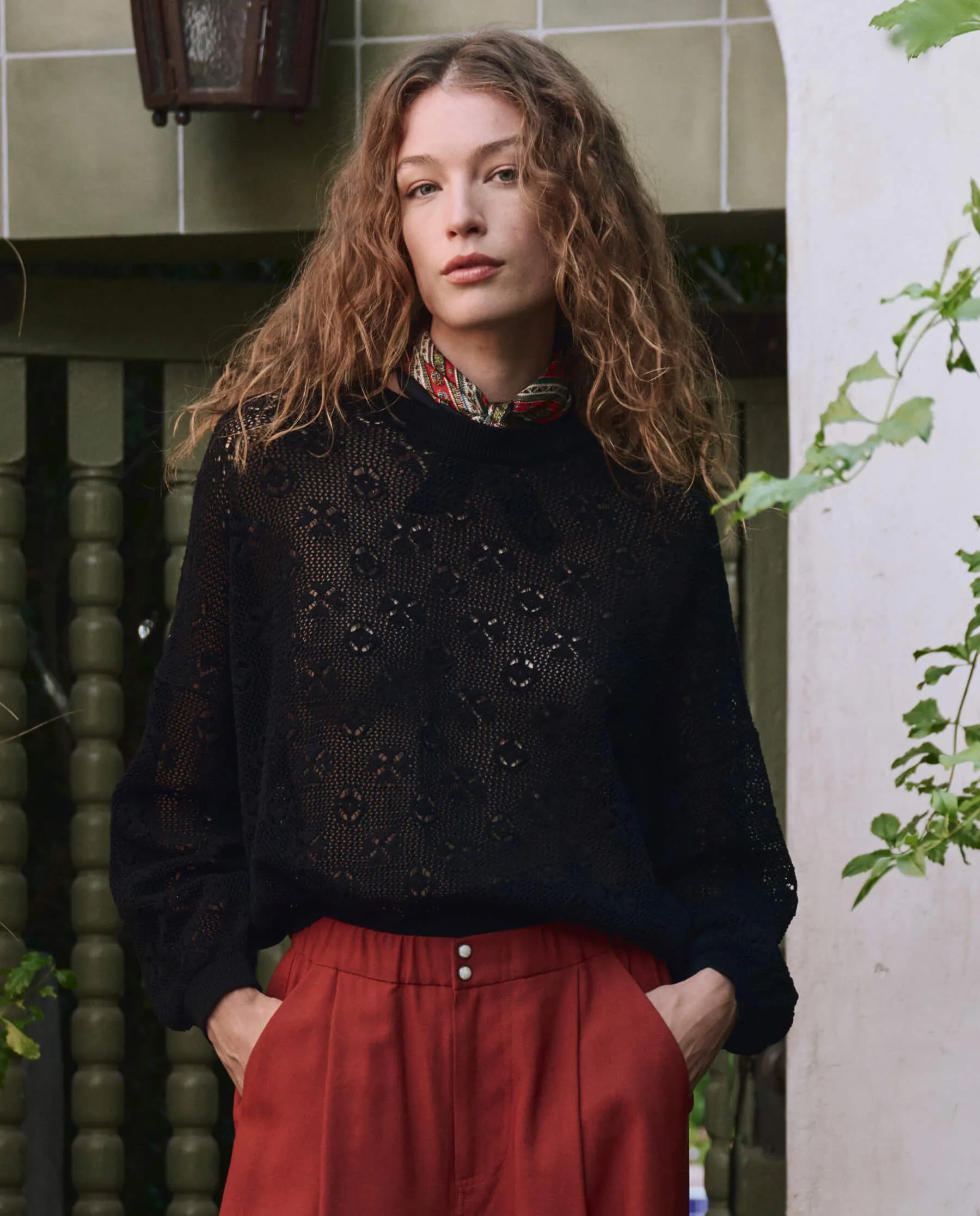The Crochet Pullover. -- Black sold by THE GREAT. product image thumbnail 3