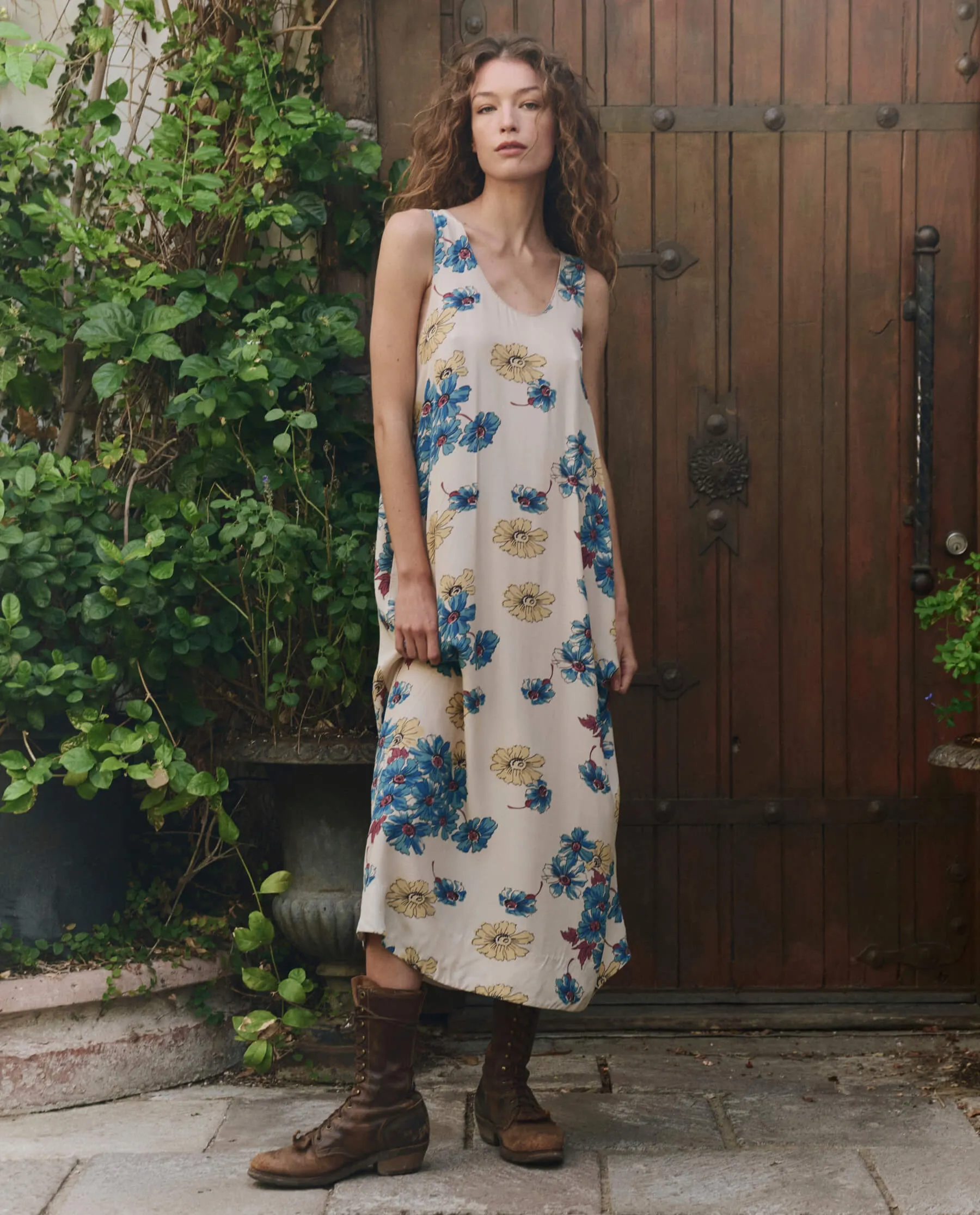 The Windward Dress. -- Sungold Floral sold by THE GREAT.
