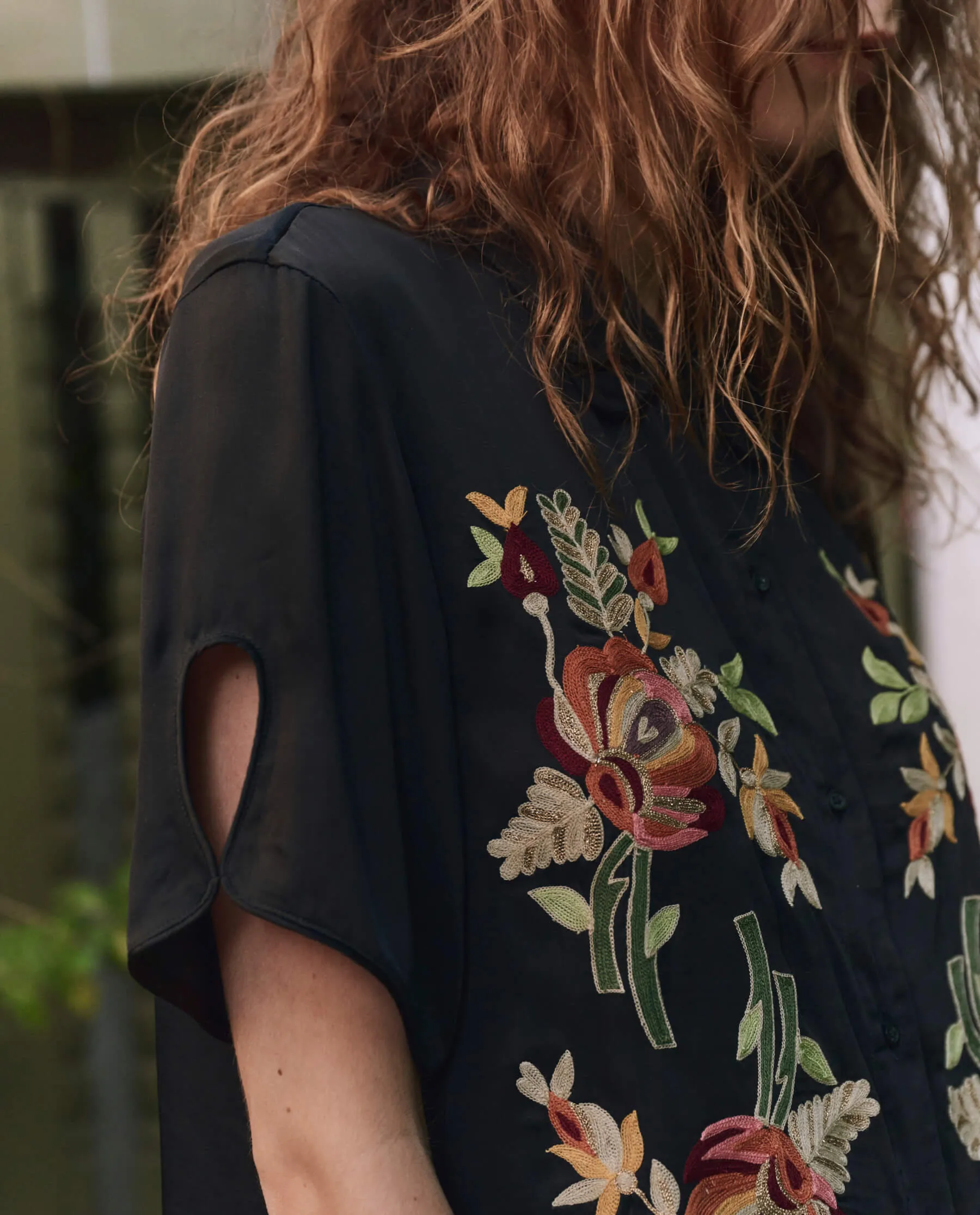 The Tavern Button Up. -- Black with Bouquet Floral Embroidery sold by THE GREAT. product image thumbnail 2