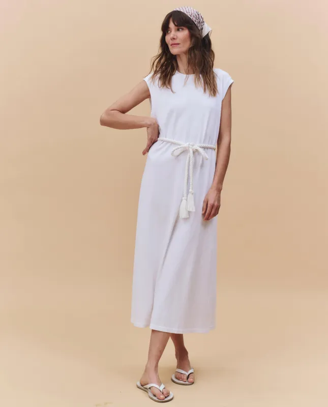 The Square Tee Dress. -- True White sold by THE GREAT.