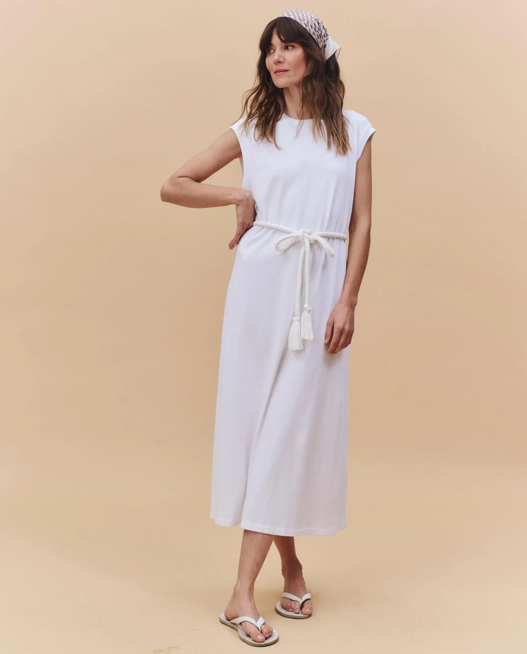 The Square Tee Dress. -- True White sold by THE GREAT.