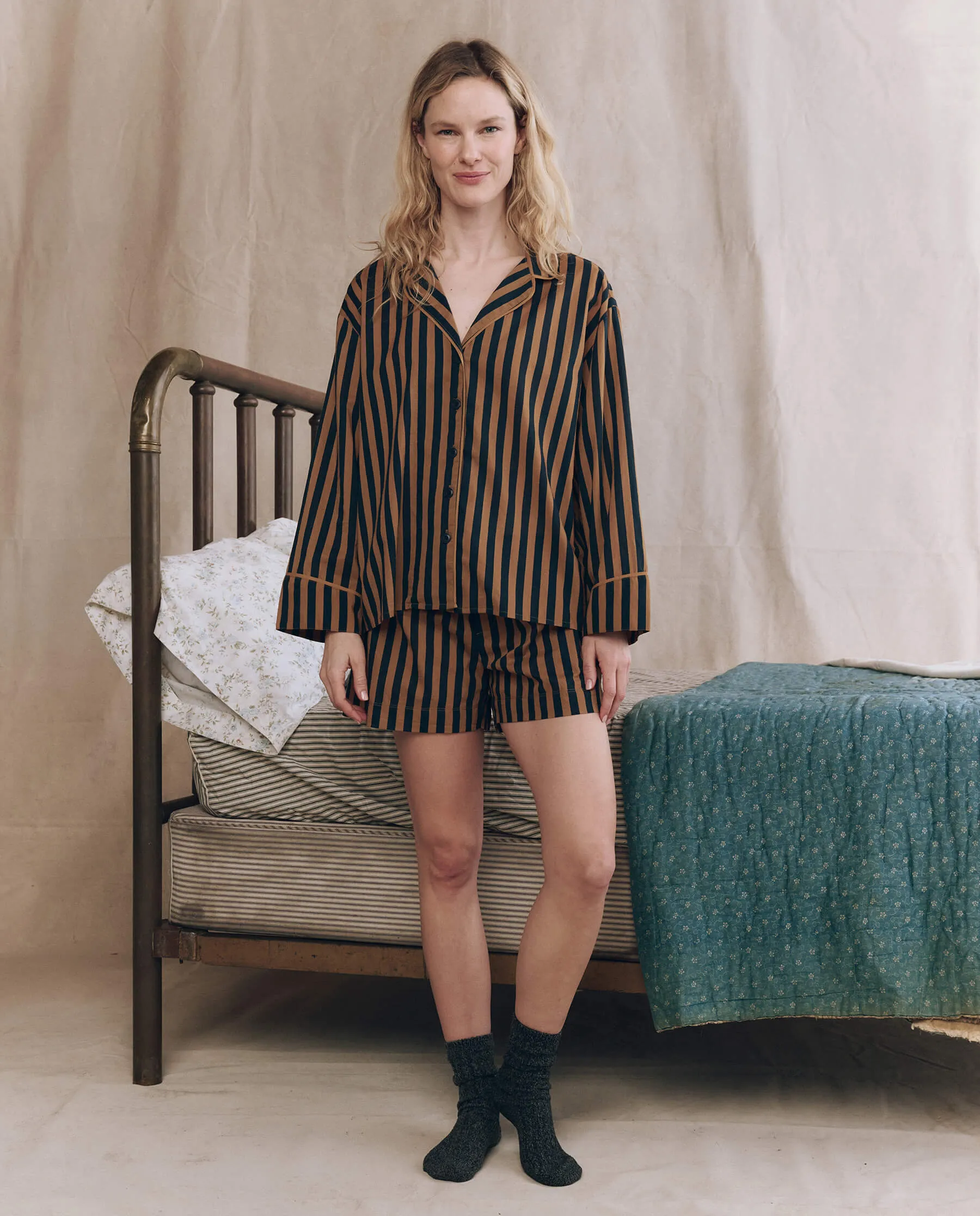 The Pajama Shirt. -- Club Stripe sold by THE GREAT. product image thumbnail 5