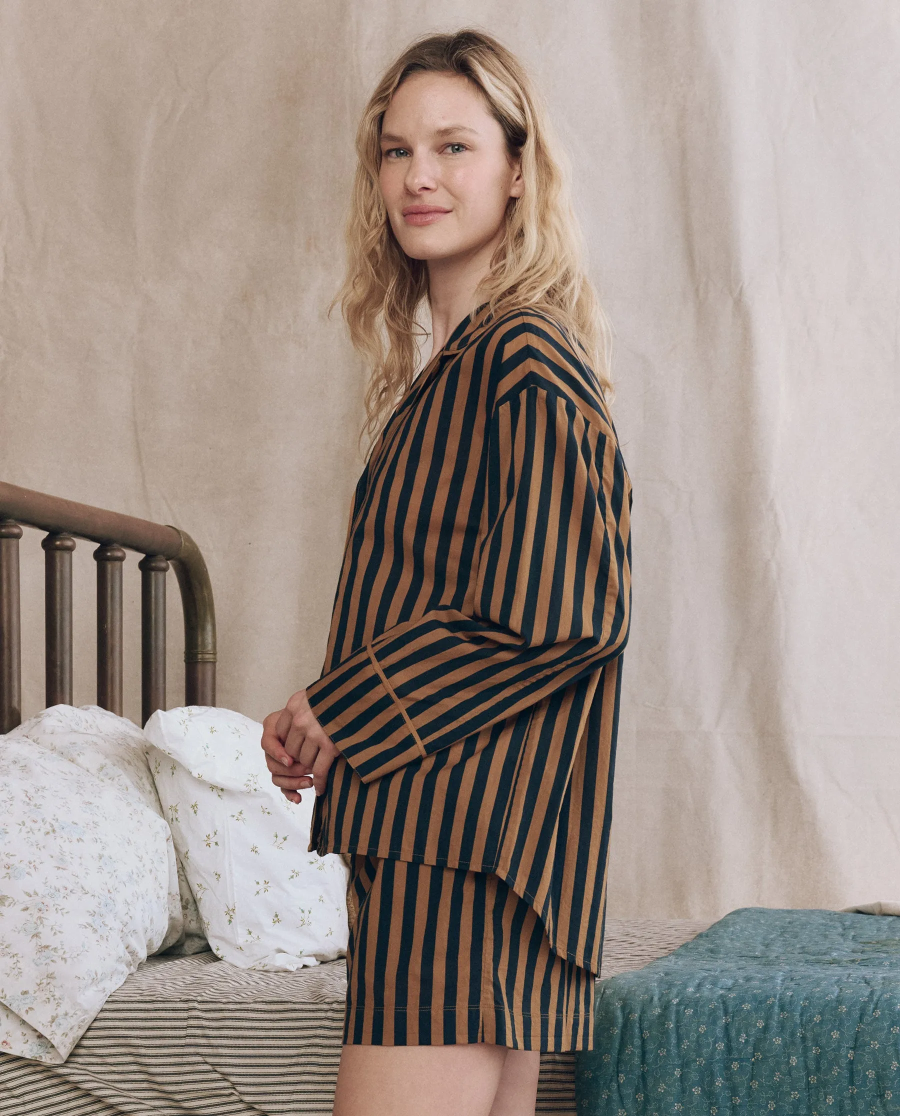 The Pajama Shirt. -- Club Stripe sold by THE GREAT. product image thumbnail 4