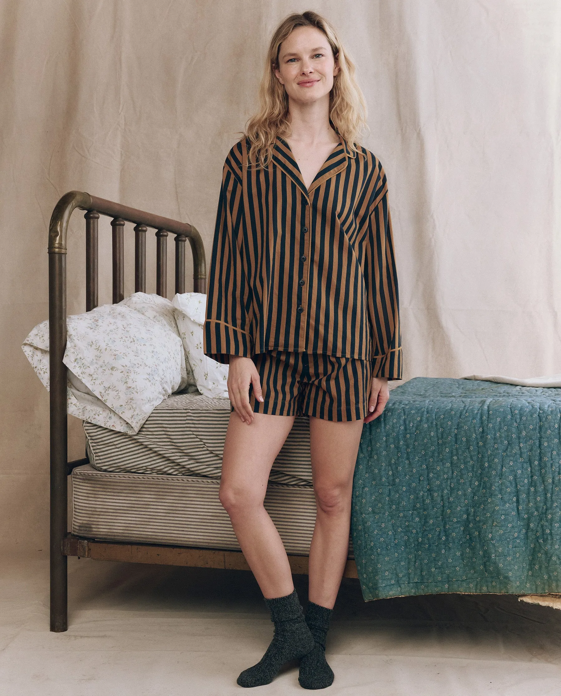 The Sleep Boxer Short. -- Club Stripe sold by THE GREAT.