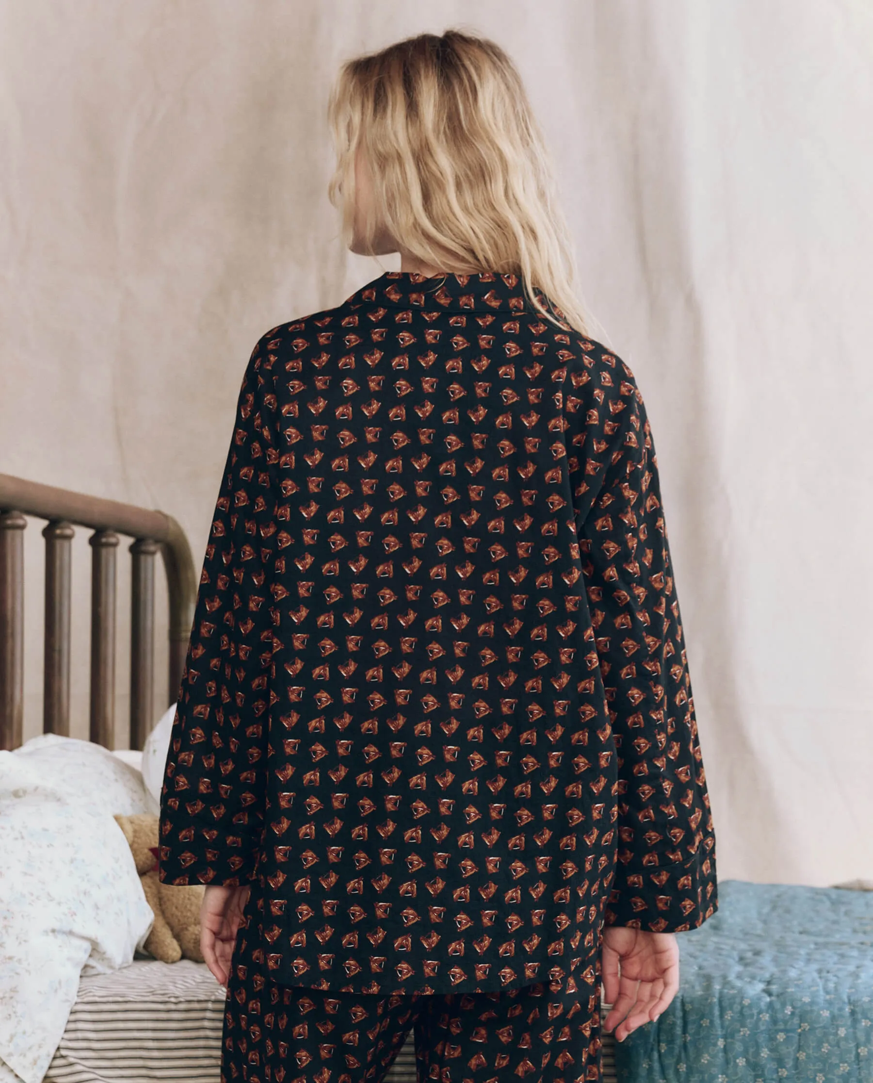 The Pajama Shirt. -- Navy Horse Medallion Print sold by THE GREAT. product image thumbnail 2