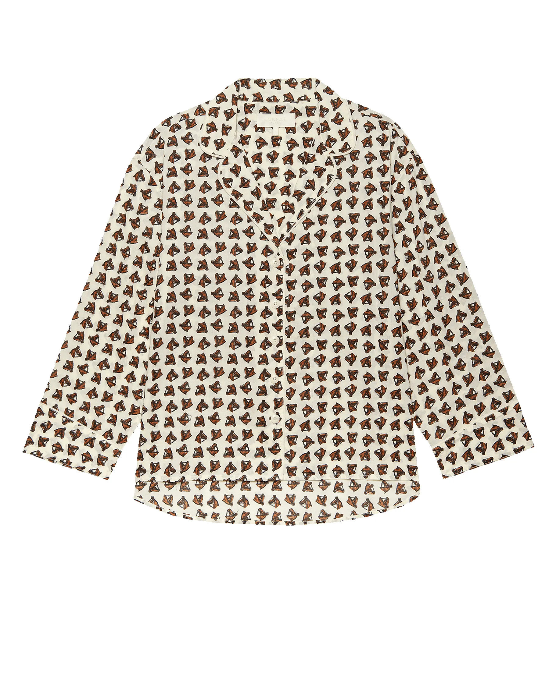The Pajama Shirt. -- Cream Horse Medallion Print sold by THE GREAT. product image thumbnail 5