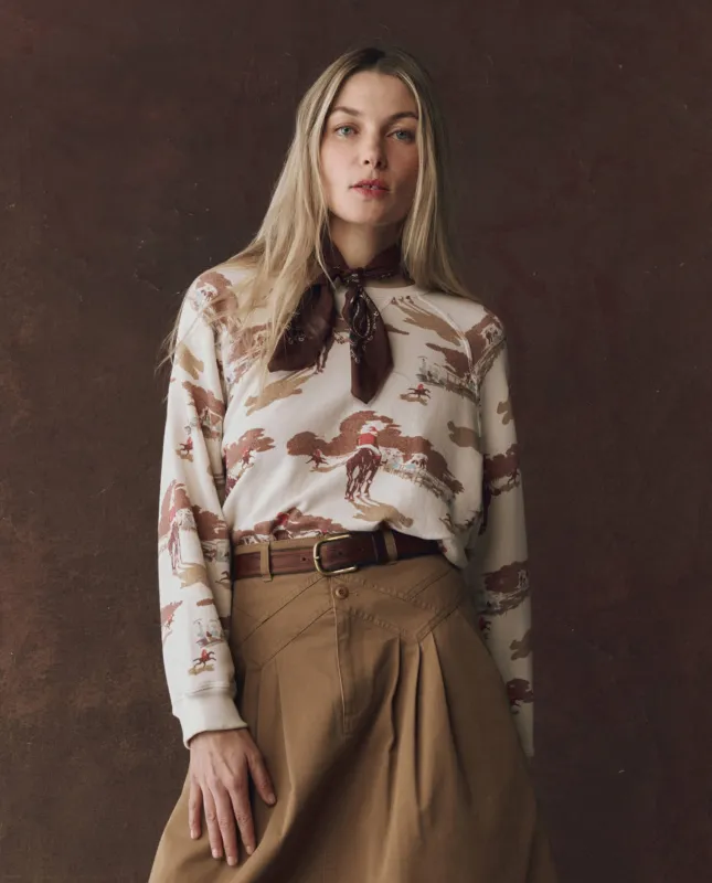 The Slouch Sweatshirt. Graphic -- Riding Horses Print sold by THE GREAT.