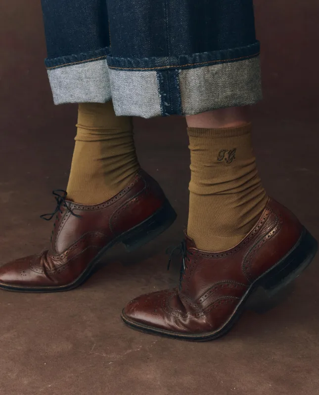 The Monogrammed Trouser Sock. -- Golden Ochre made by THE GREAT.