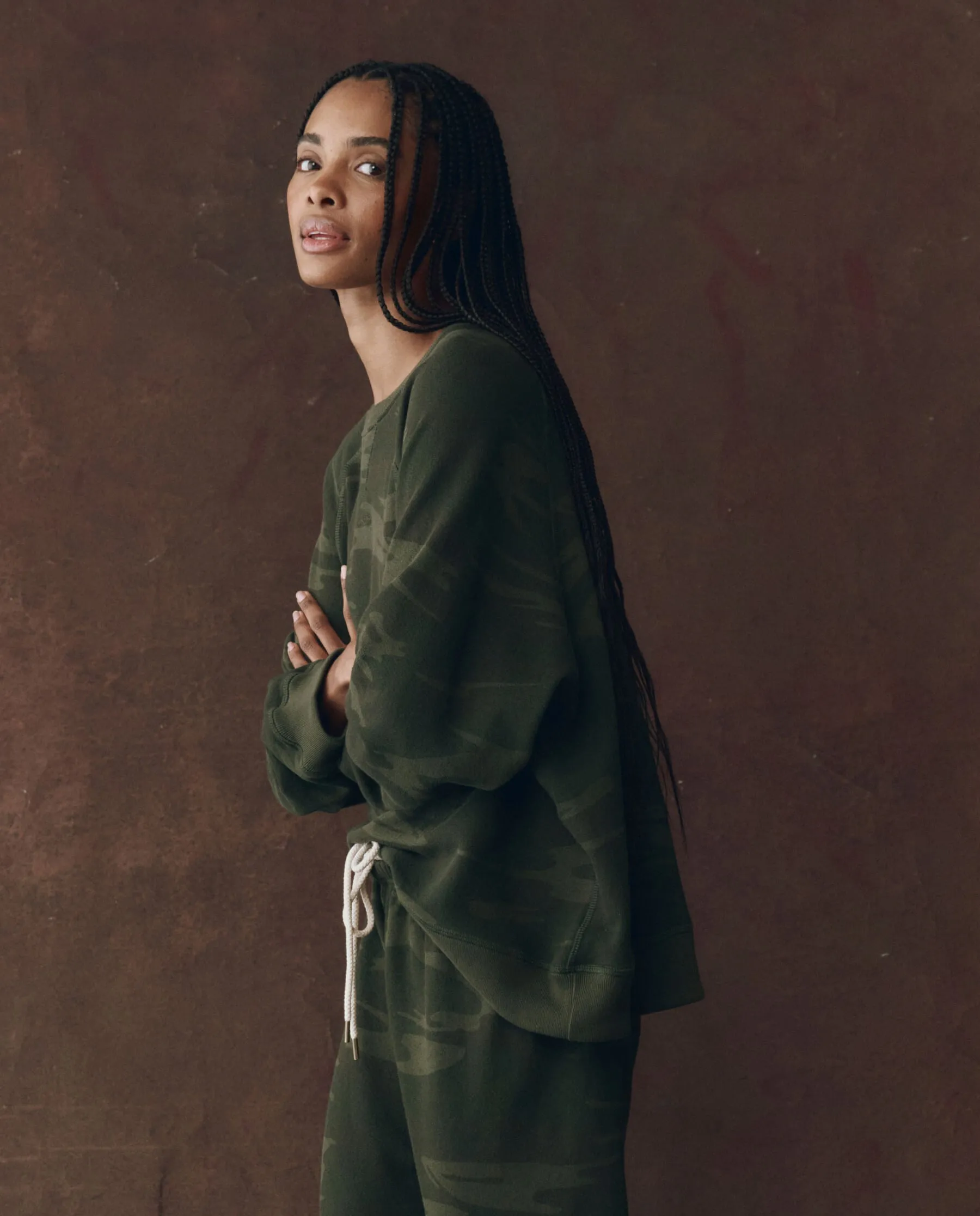 The Slouch Sweatshirt. Novelty -- Forest Camo sold by THE GREAT. product image thumbnail 3