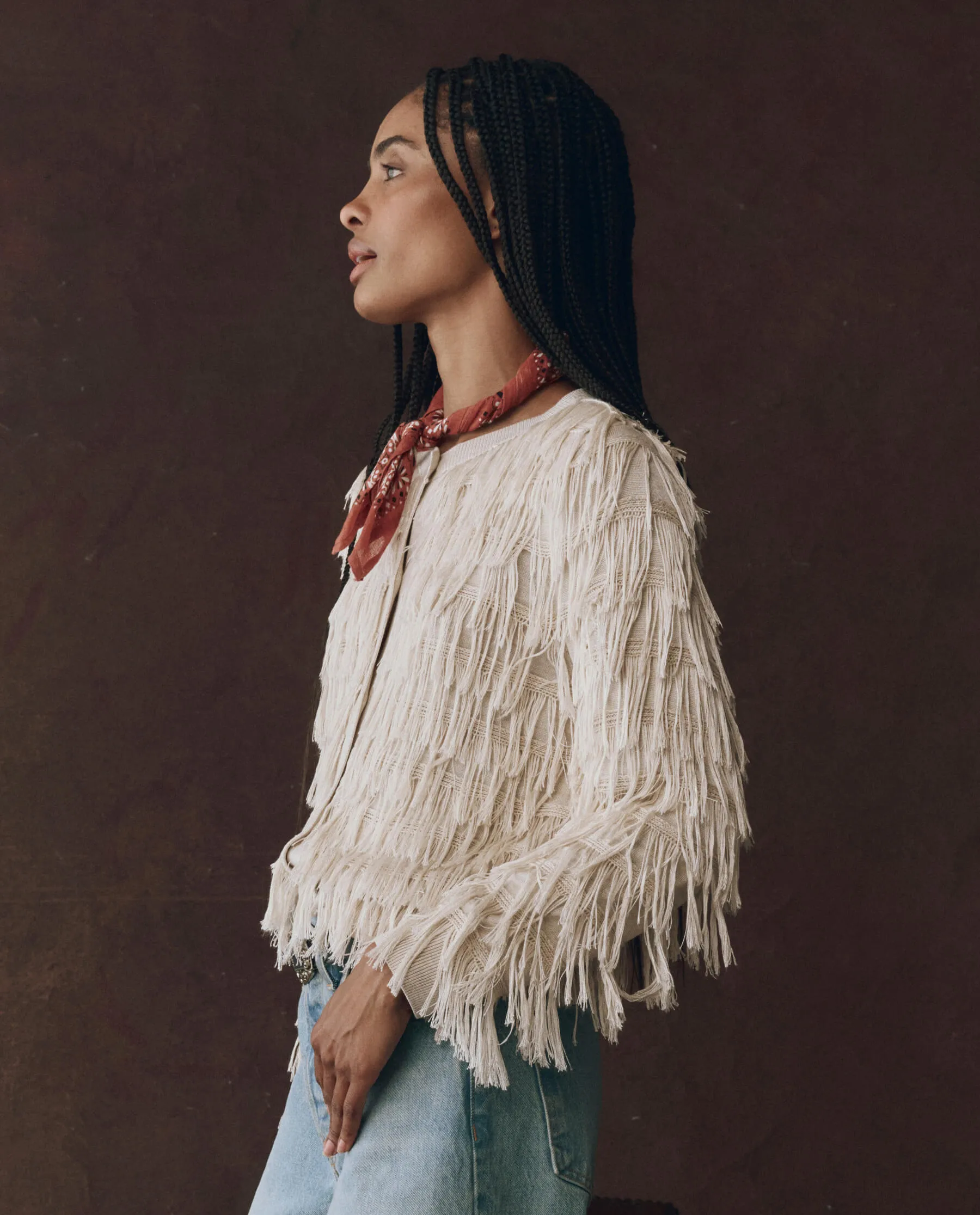 The Fringe Cardigan. -- Natural sold by THE GREAT. product image thumbnail 4