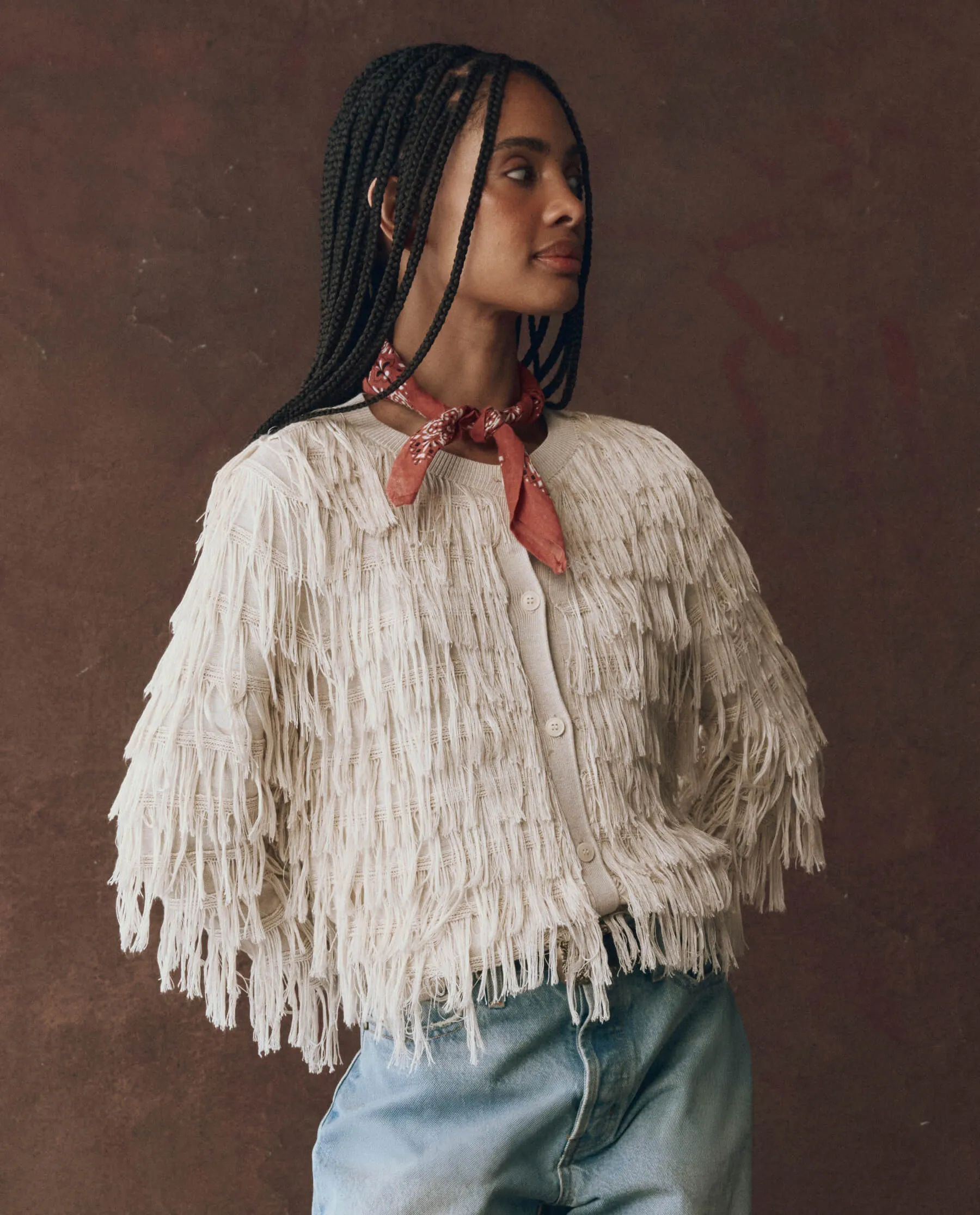 The Fringe Cardigan. -- Natural sold by THE GREAT. product image thumbnail 5