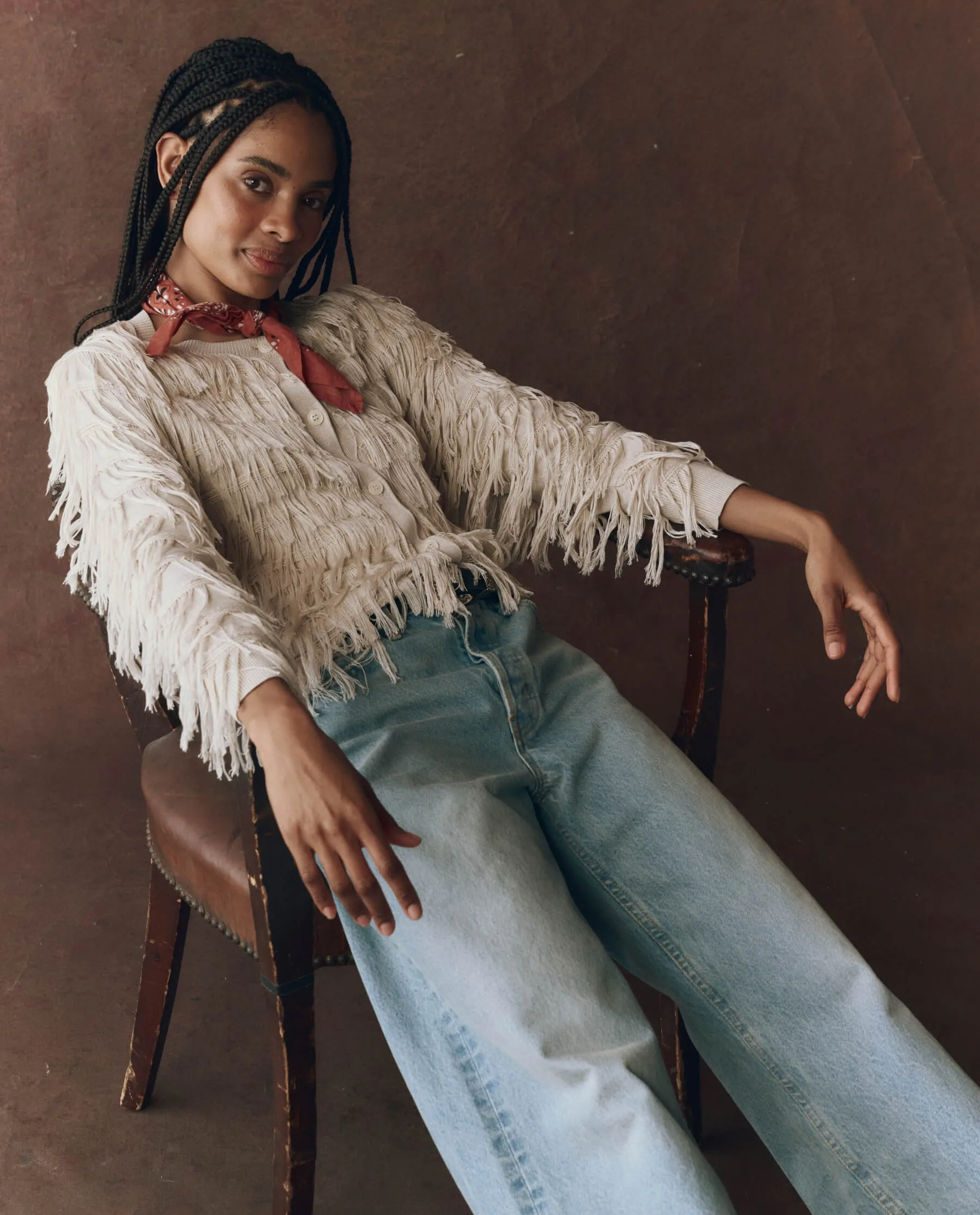 The Fringe Cardigan. -- Natural sold by THE GREAT. product image thumbnail 3